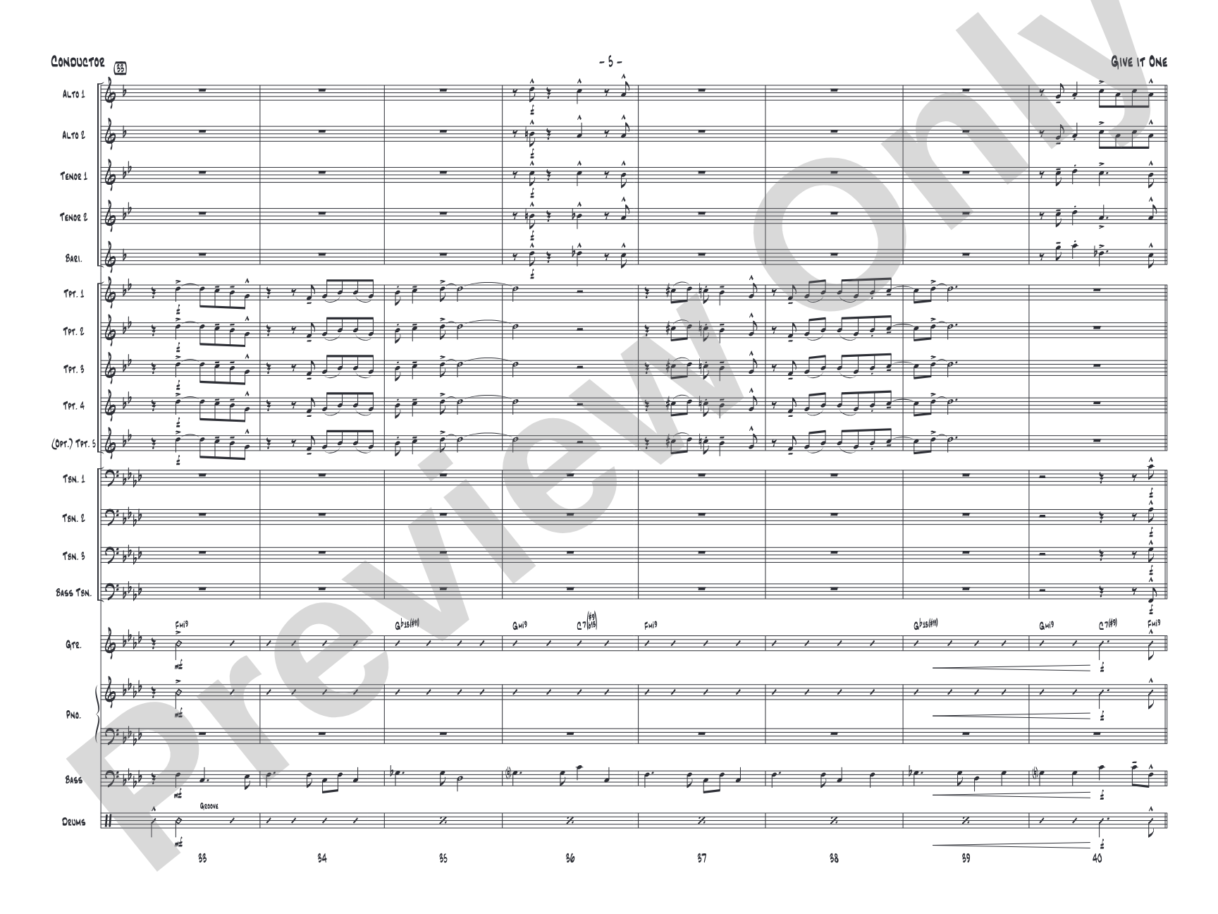 Give It One: Jazz Ensemble Conductor Score & Parts
