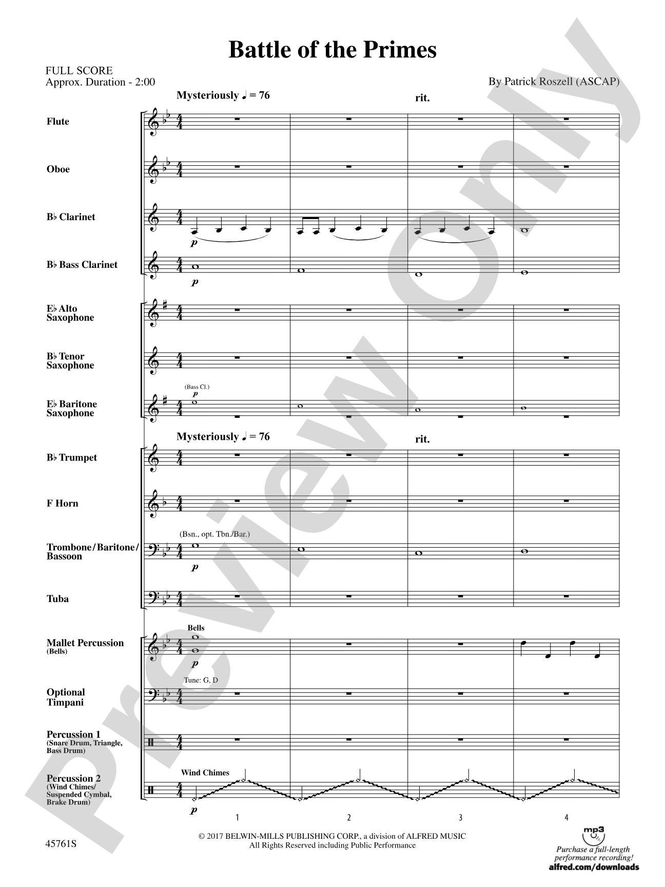 Battle of the Primes: Concert Band Conductor Score & Parts