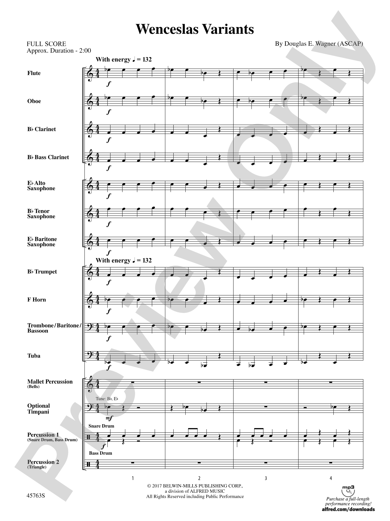 Wenceslas Variants: Concert Band Conductor Score & Parts