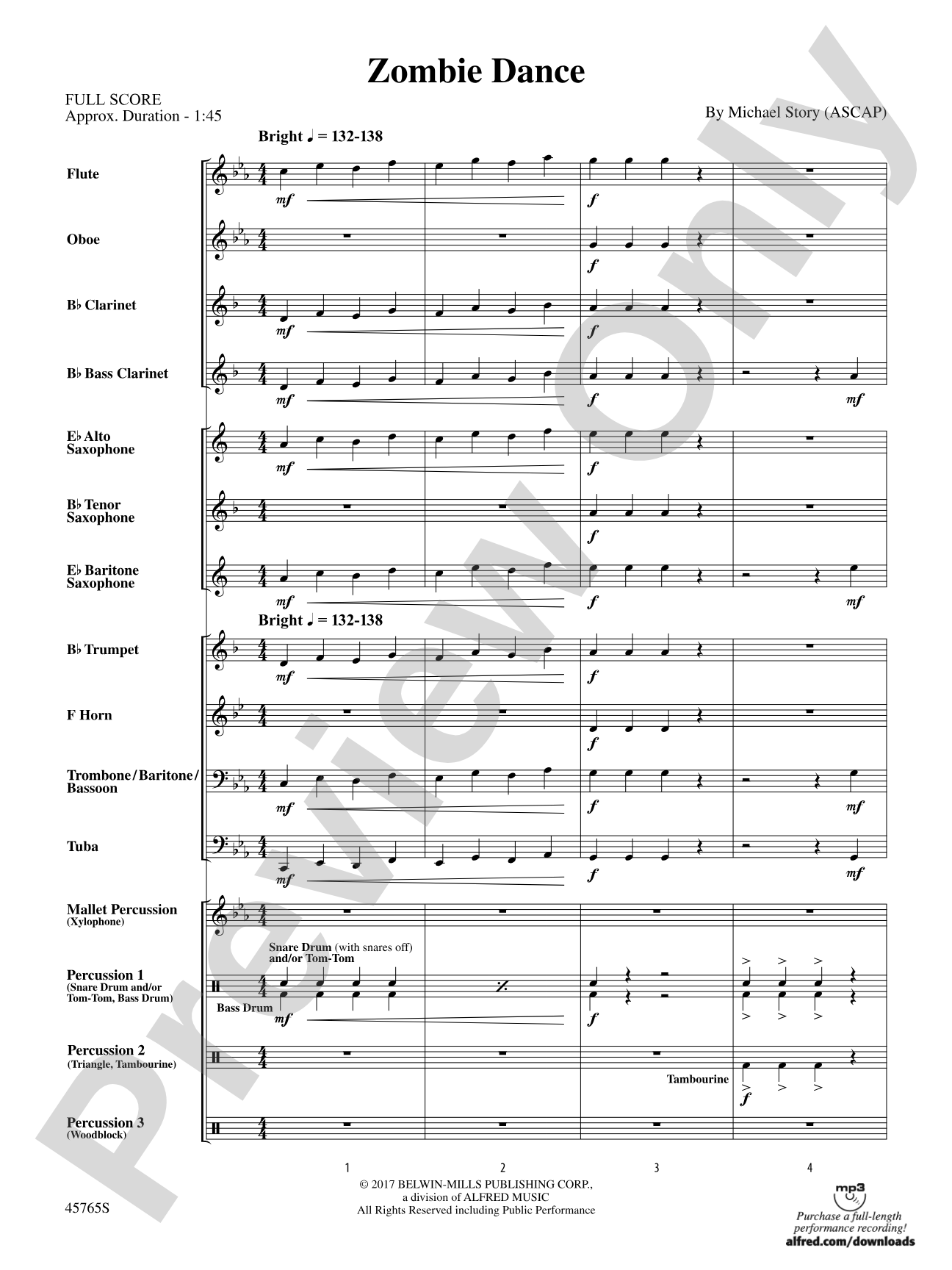 Zombie Dance: Concert Band Conductor Score & Parts