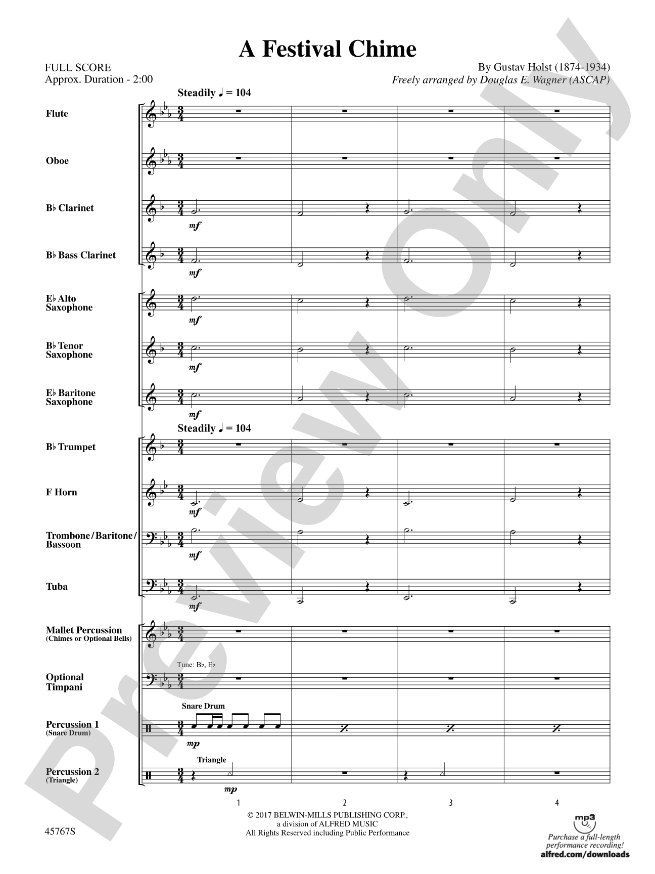 A Festival Chime: Concert Band Conductor Score & Parts