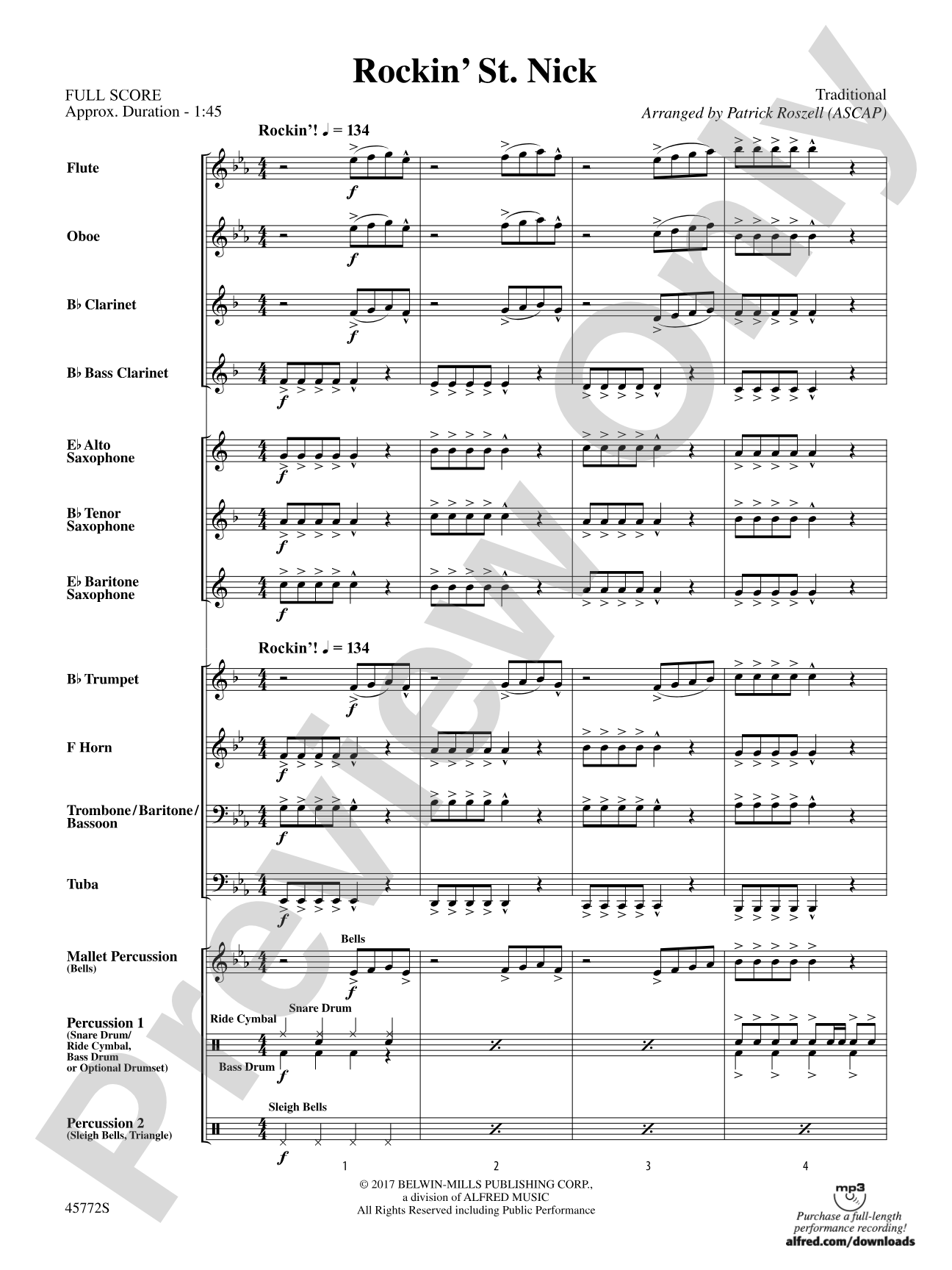 Rockin' St. Nick: Concert Band Conductor Score & Parts