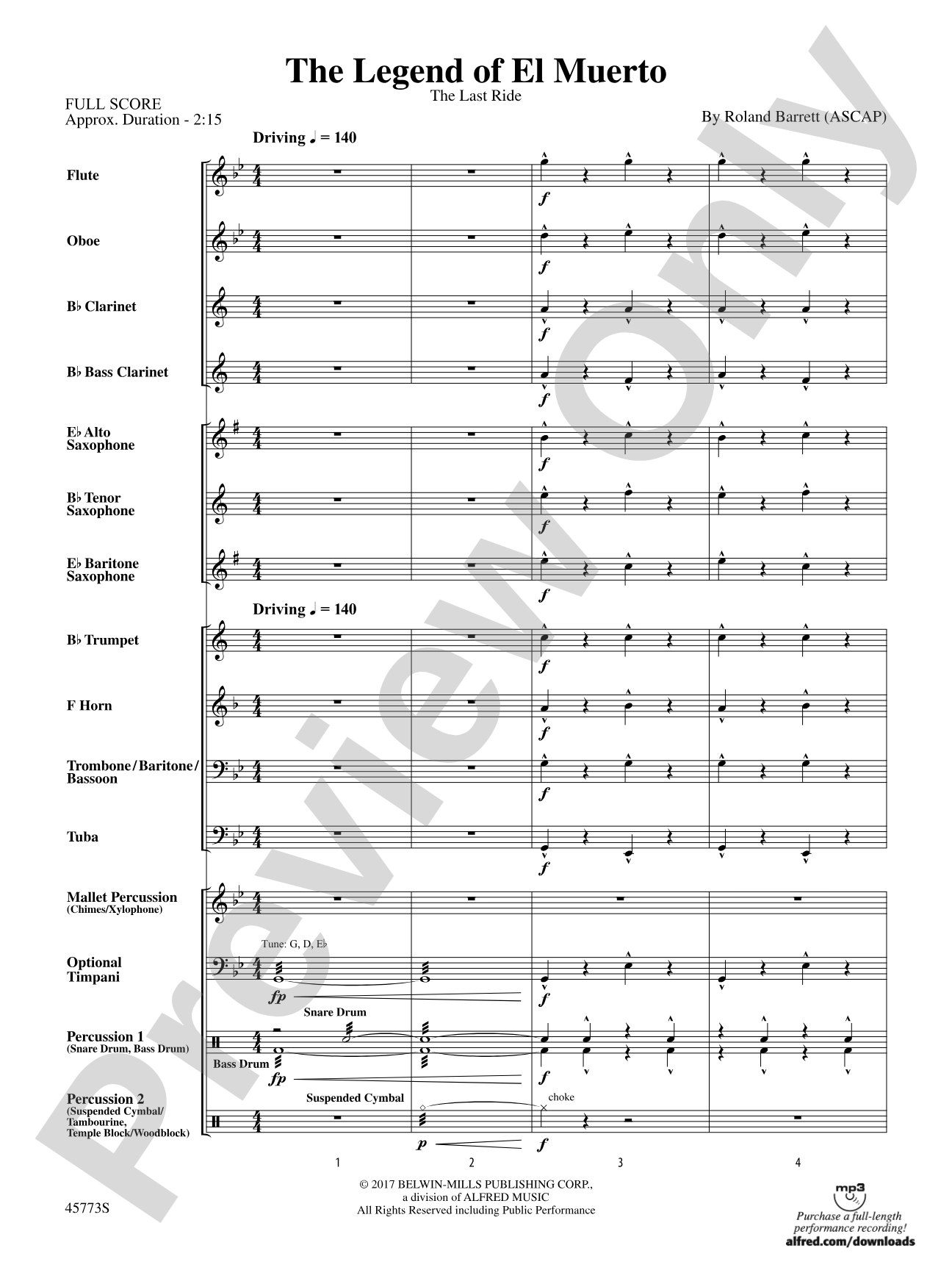 The Legend of El Muerto: Concert Band Conductor Score & Parts