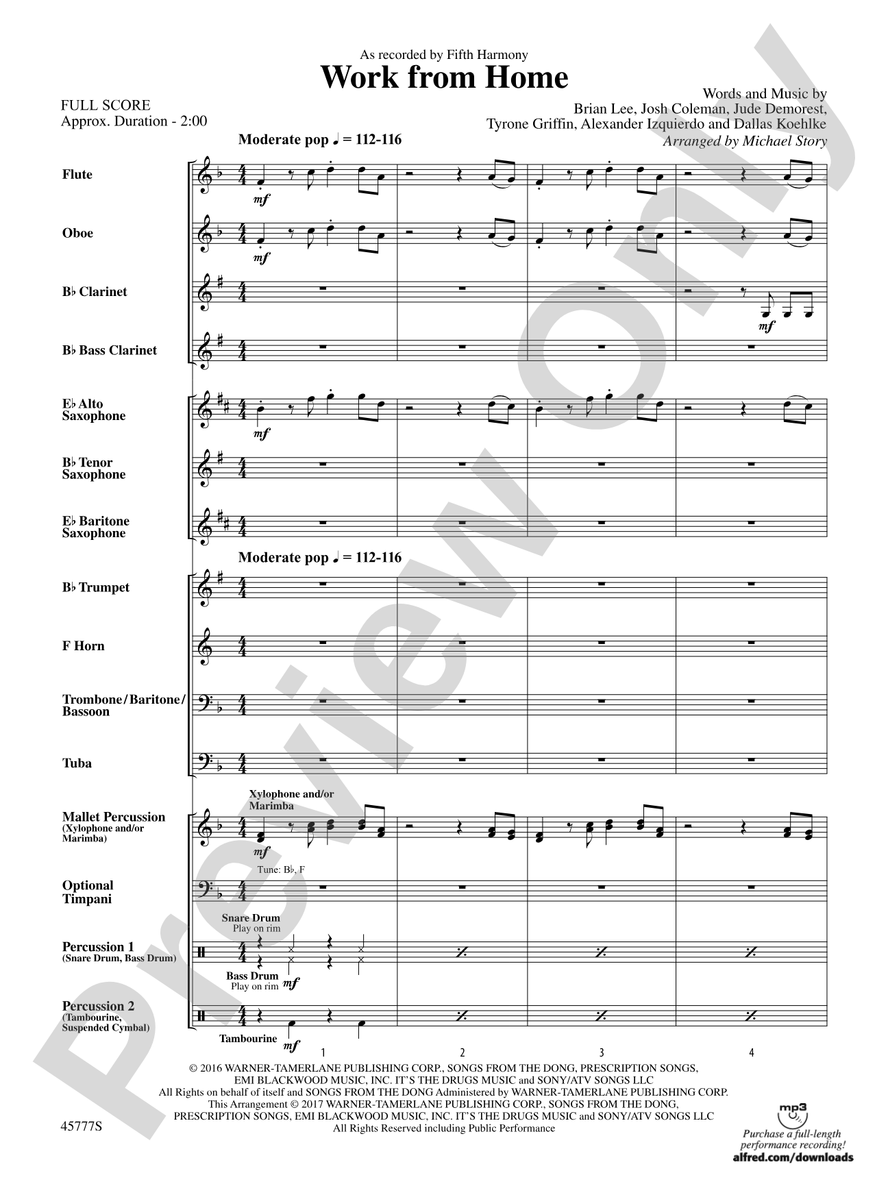 Work from Home: Concert Band Conductor Score & Parts