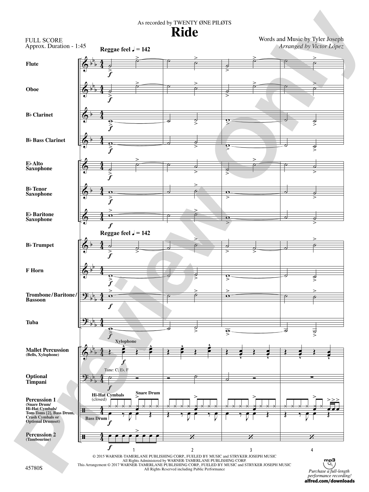 Ride: Concert Band Conductor Score & Parts