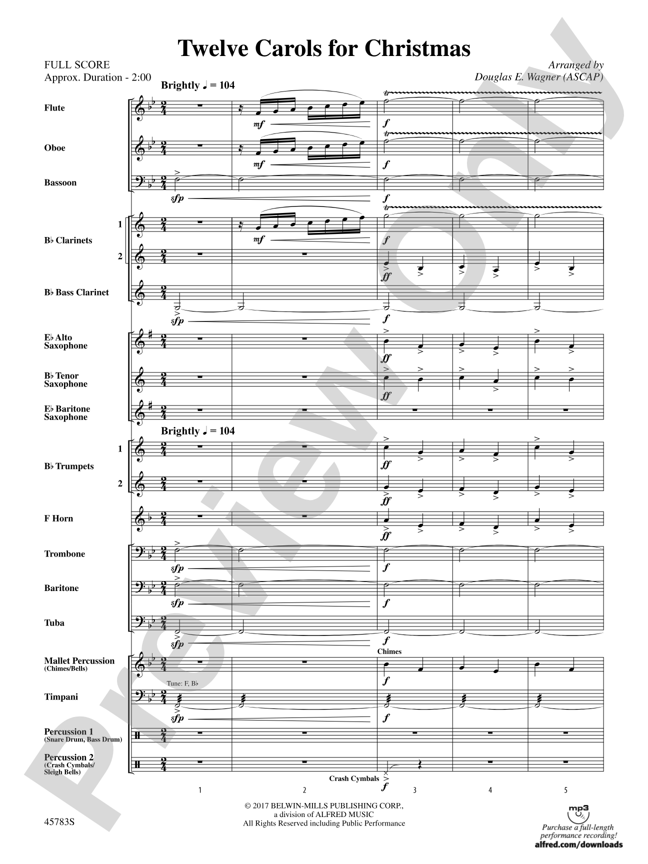 Twelve Carols for Christmas: Concert Band Conductor Score & Parts