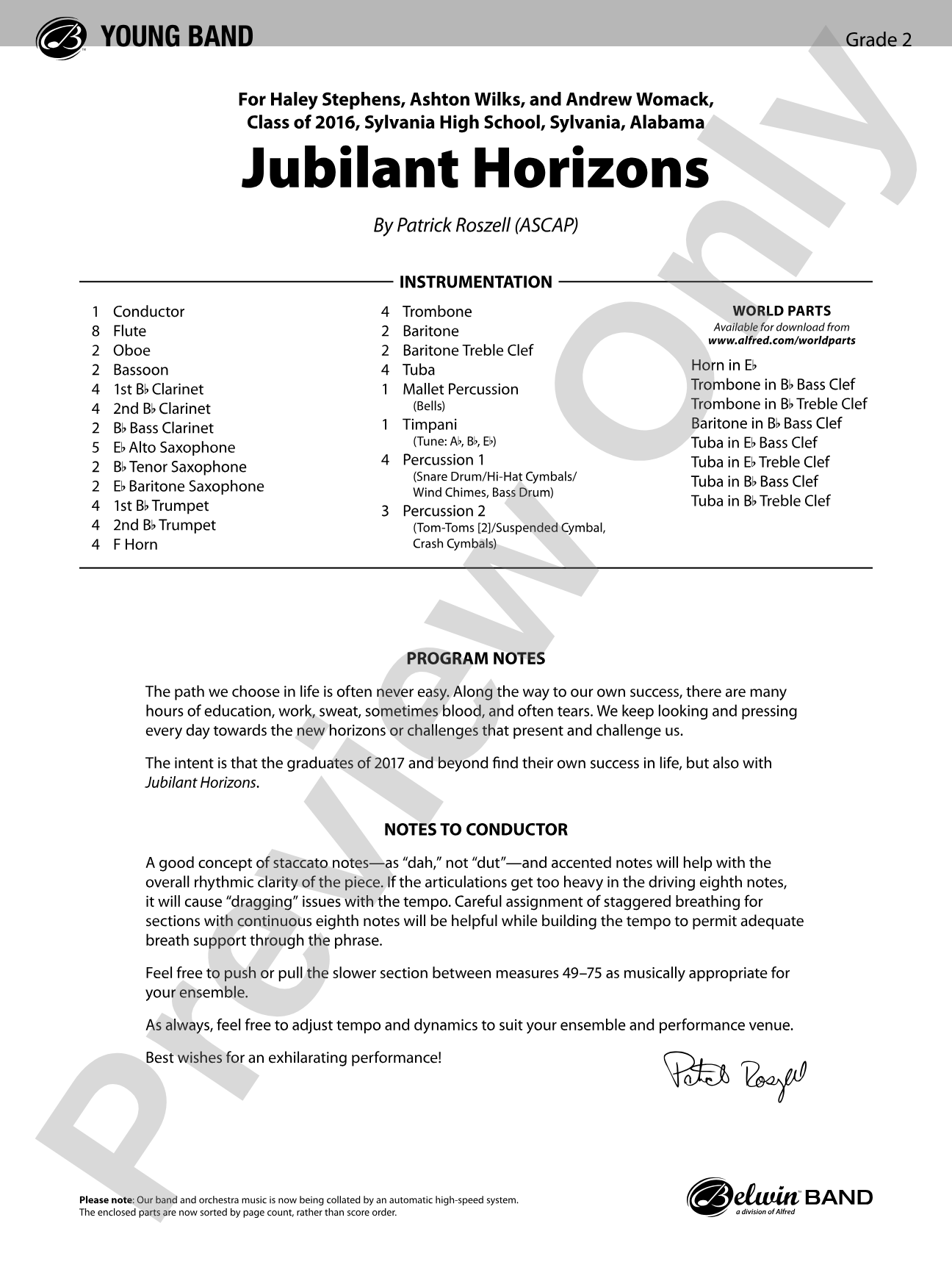 Jubilant Horizons: Concert Band Conductor Score & Parts
