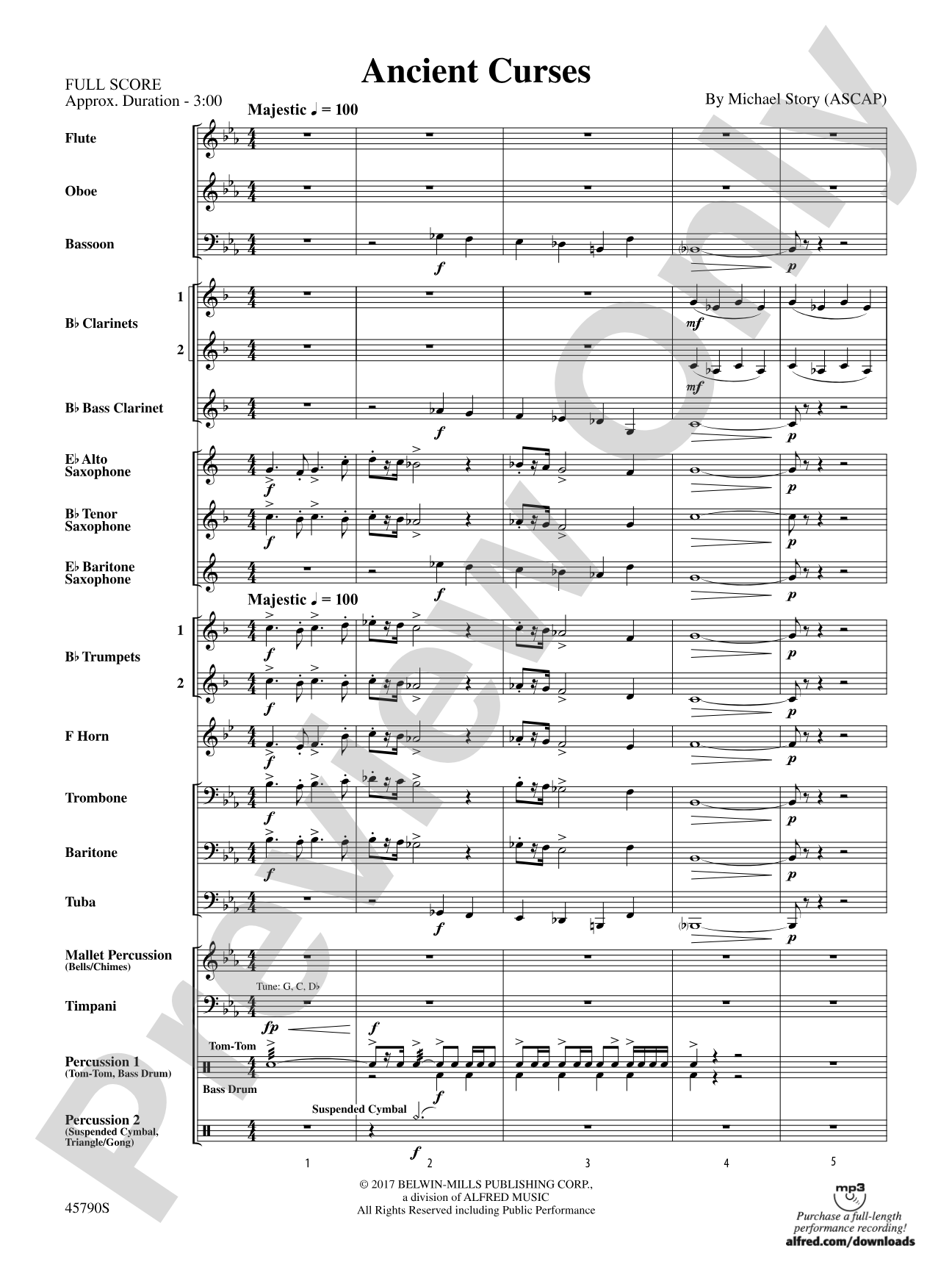 Ancient Curses: Concert Band Conductor Score & Parts