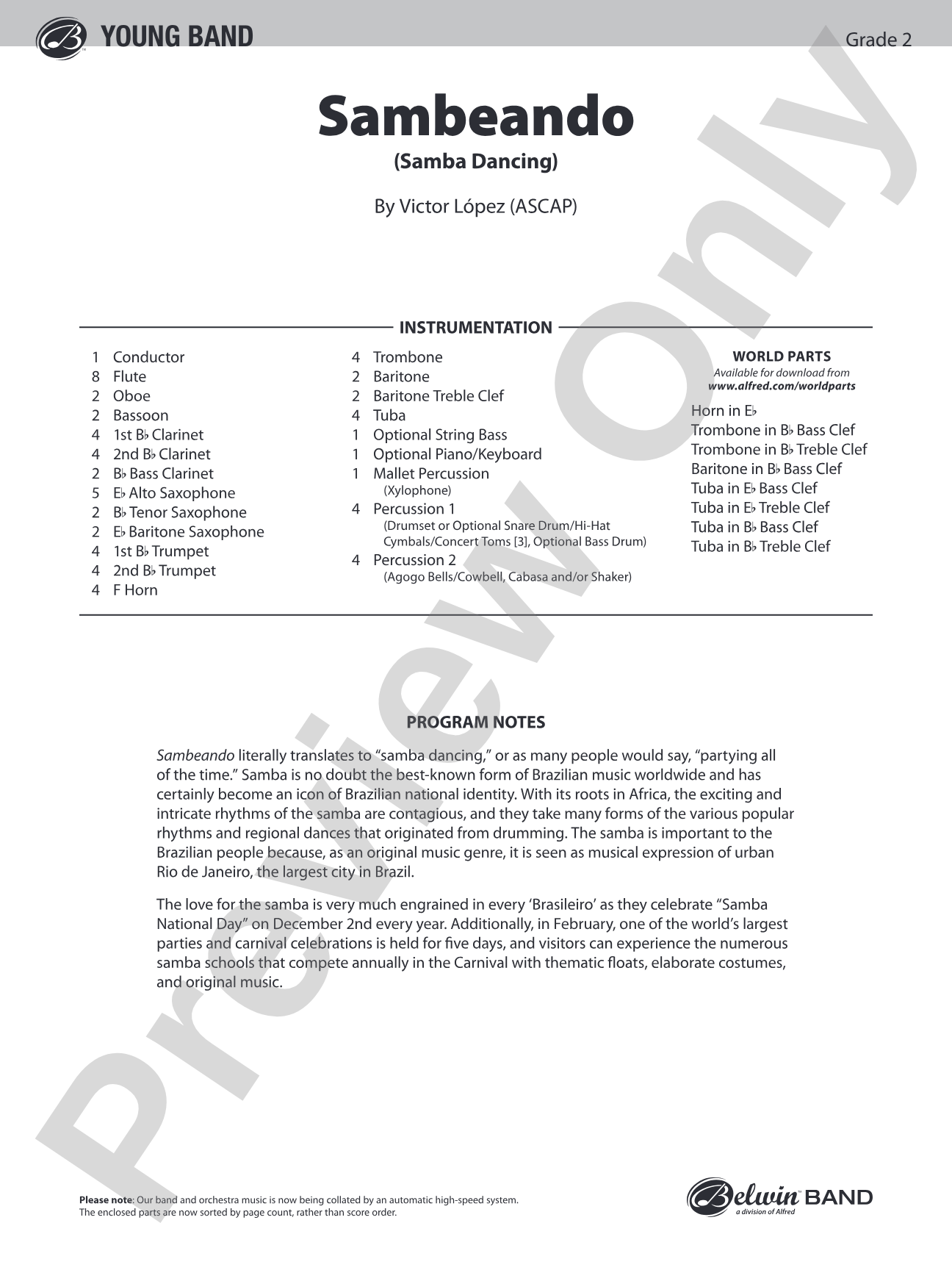 Sambeando: Concert Band Conductor Score & Parts