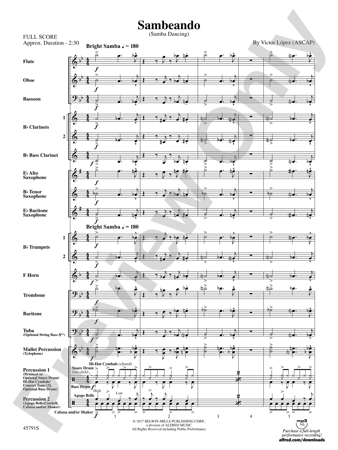 Sambeando: Concert Band Conductor Score & Parts