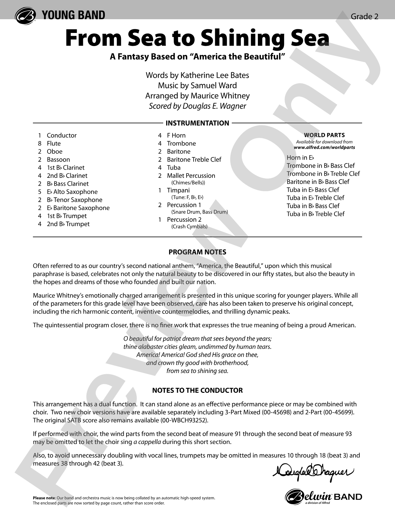 From Sea to Shining Sea: Concert Band Conductor Score & Parts