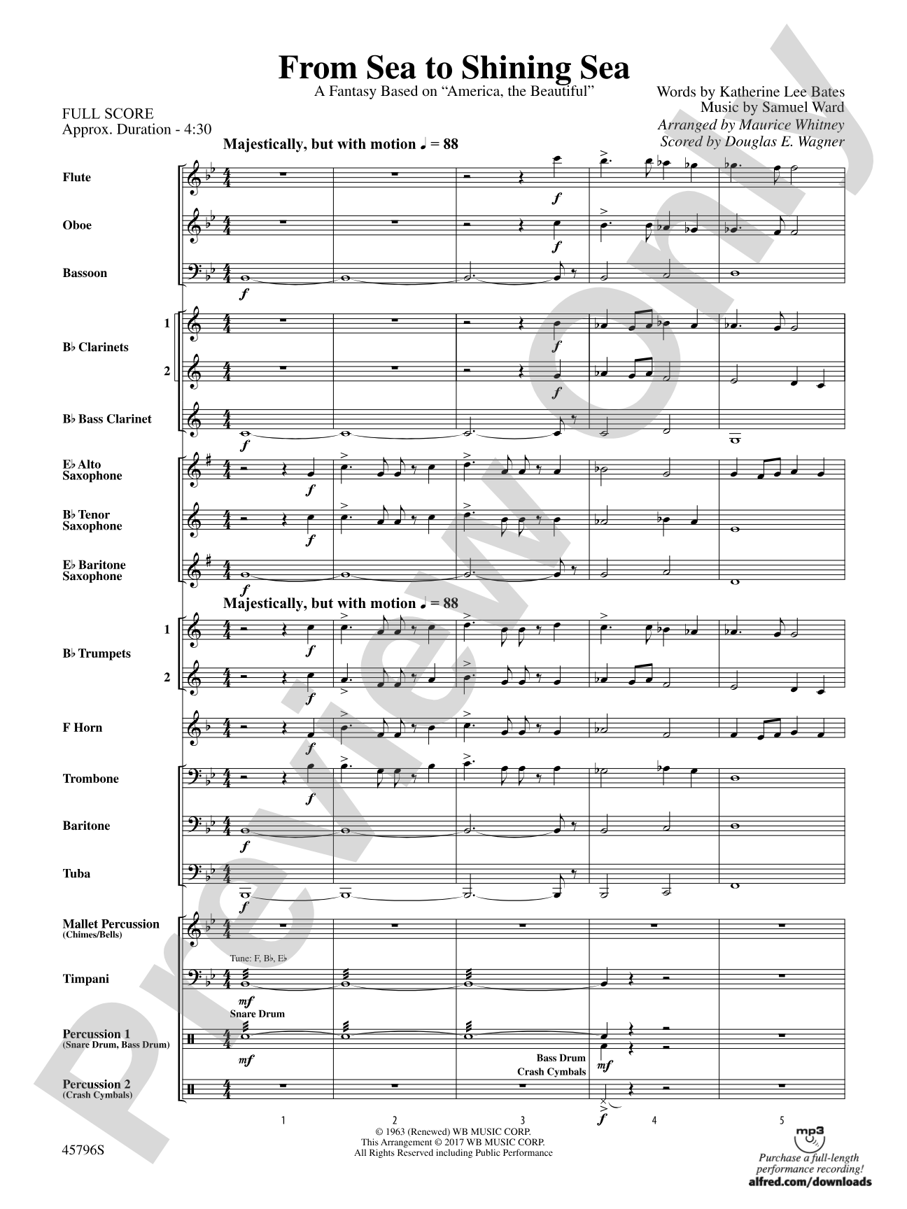 From Sea to Shining Sea: Concert Band Conductor Score & Parts