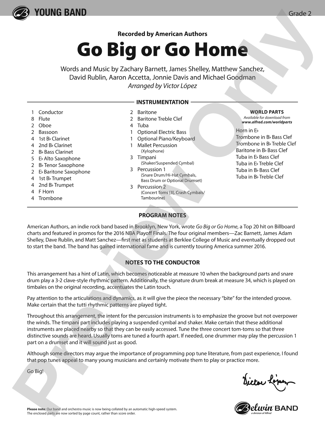 Go Big or Go Home: Concert Band Conductor Score & Parts
