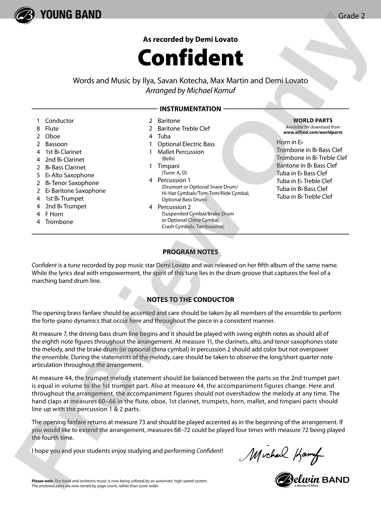 Confident: Concert Band Conductor Score & Parts