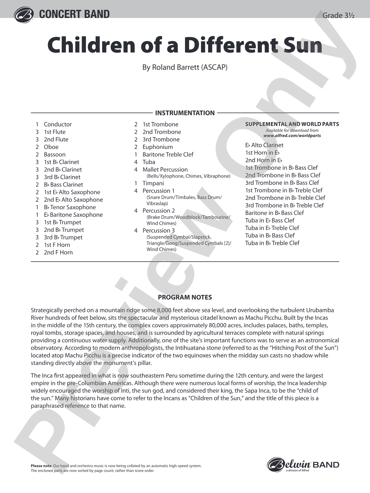 Children of a Different Sun: Score