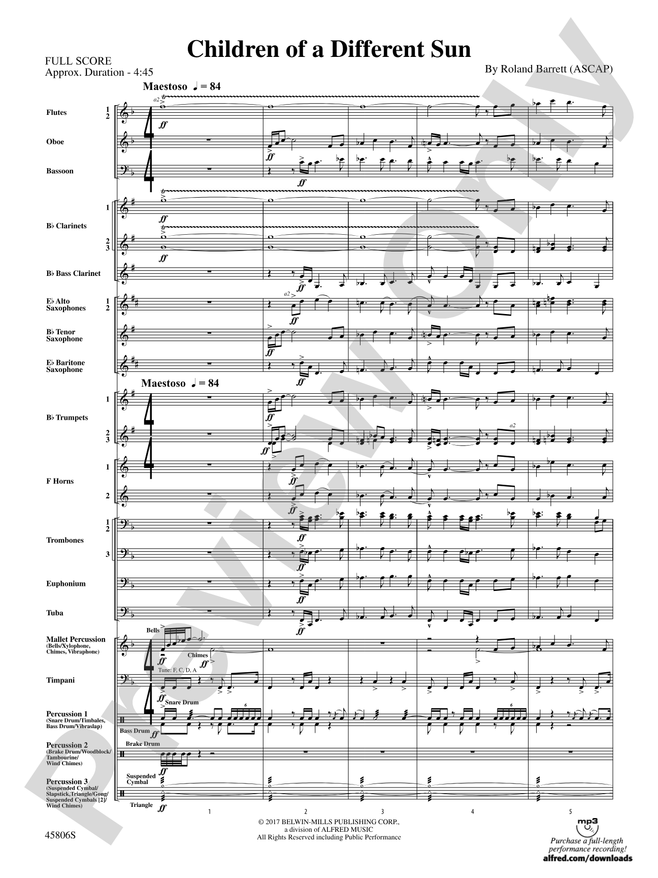 Children of a Different Sun: Score