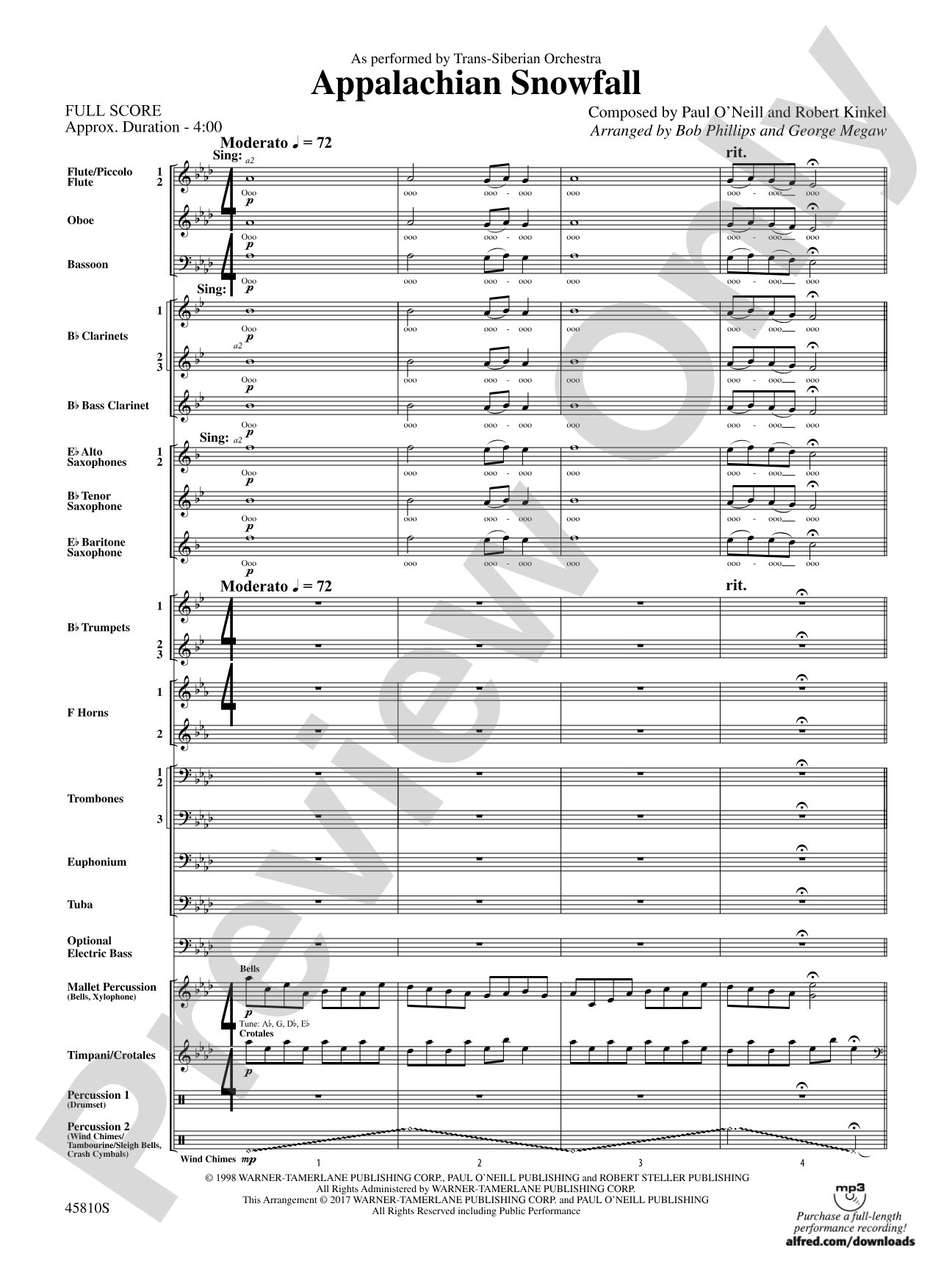Appalachian Snowfall: Concert Band Conductor Score & Parts