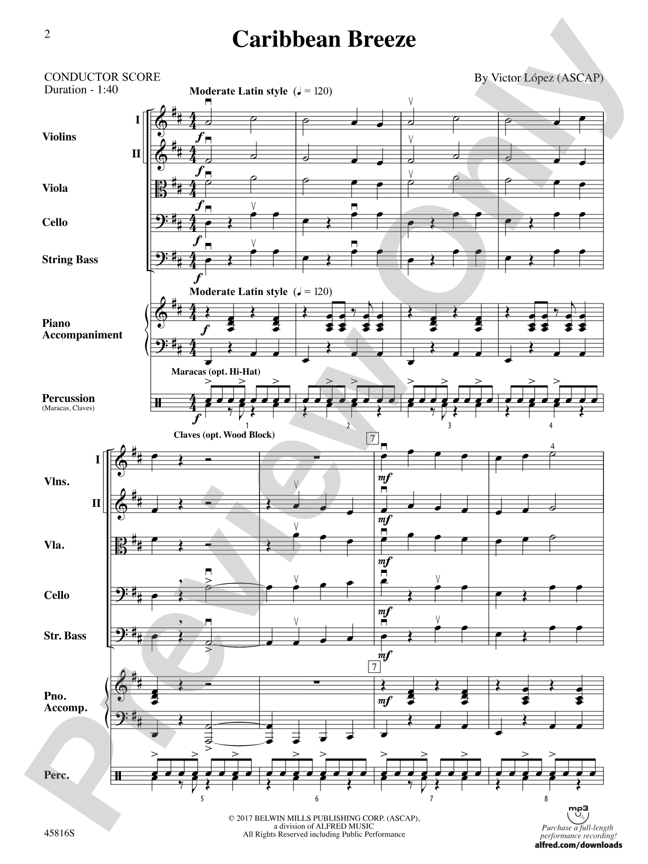Caribbean Breeze: String Orchestra Conductor Score & Parts
