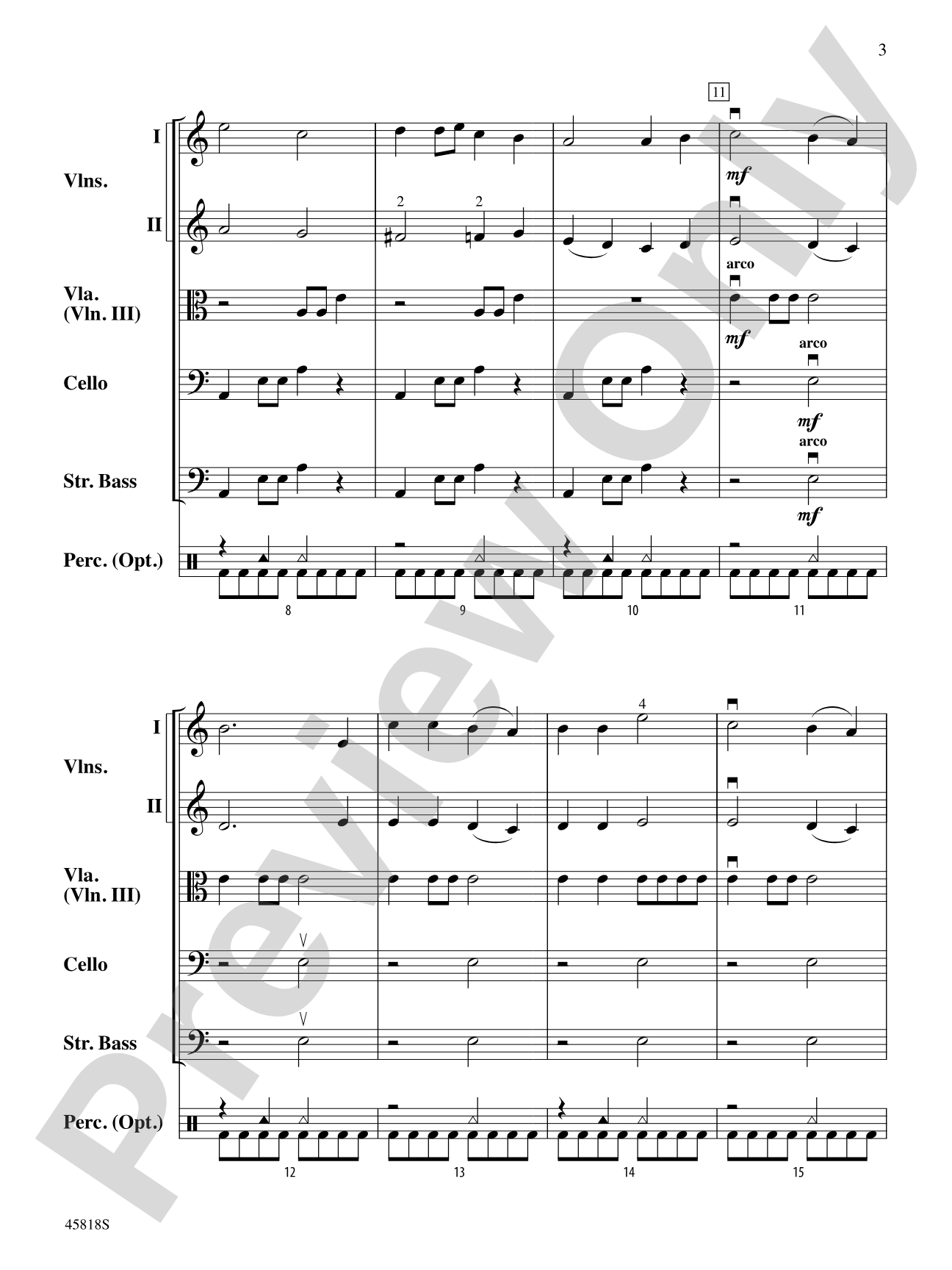 Chant de Noel: String Orchestra Conductor Score & Parts