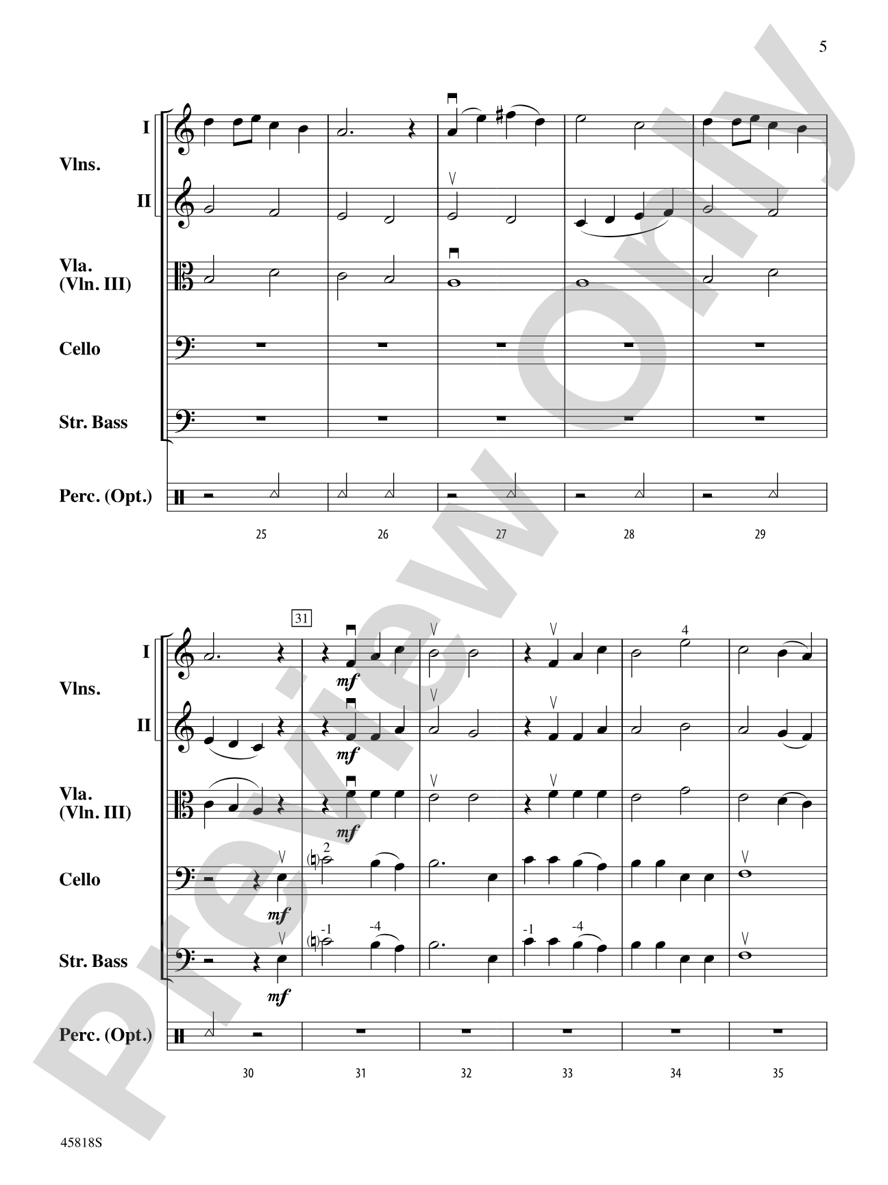 Chant de Noel: String Orchestra Conductor Score & Parts