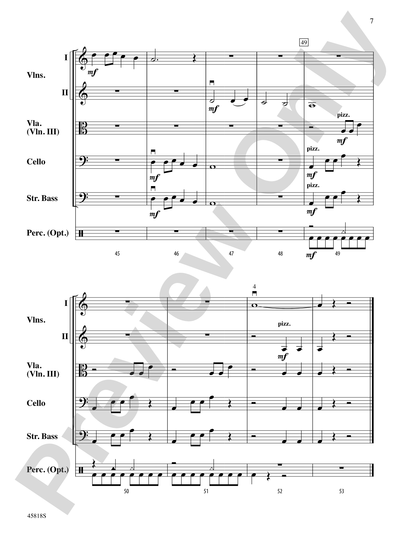 Chant de Noel: String Orchestra Conductor Score & Parts