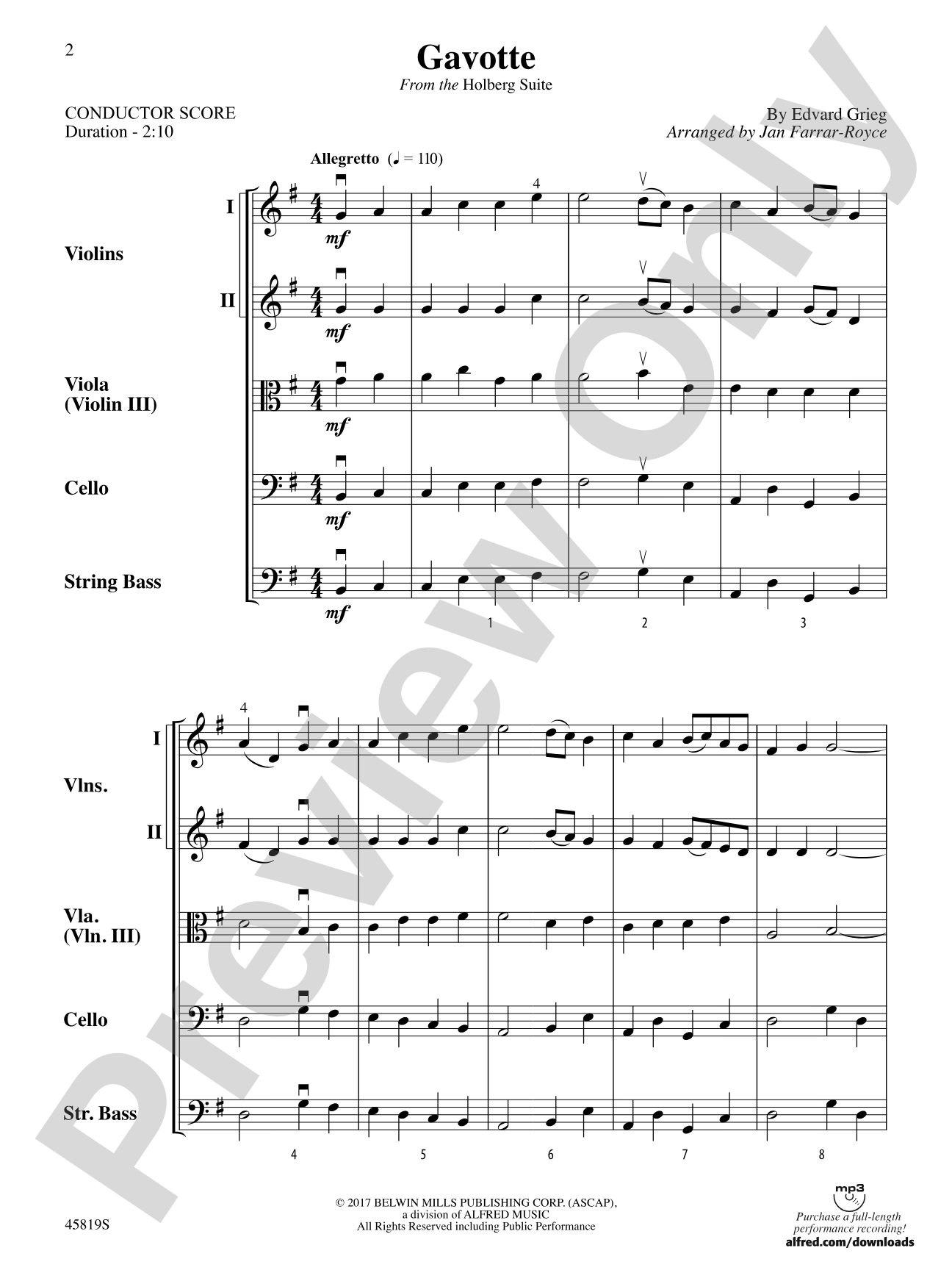 Gavotte: String Orchestra Conductor Score & Parts