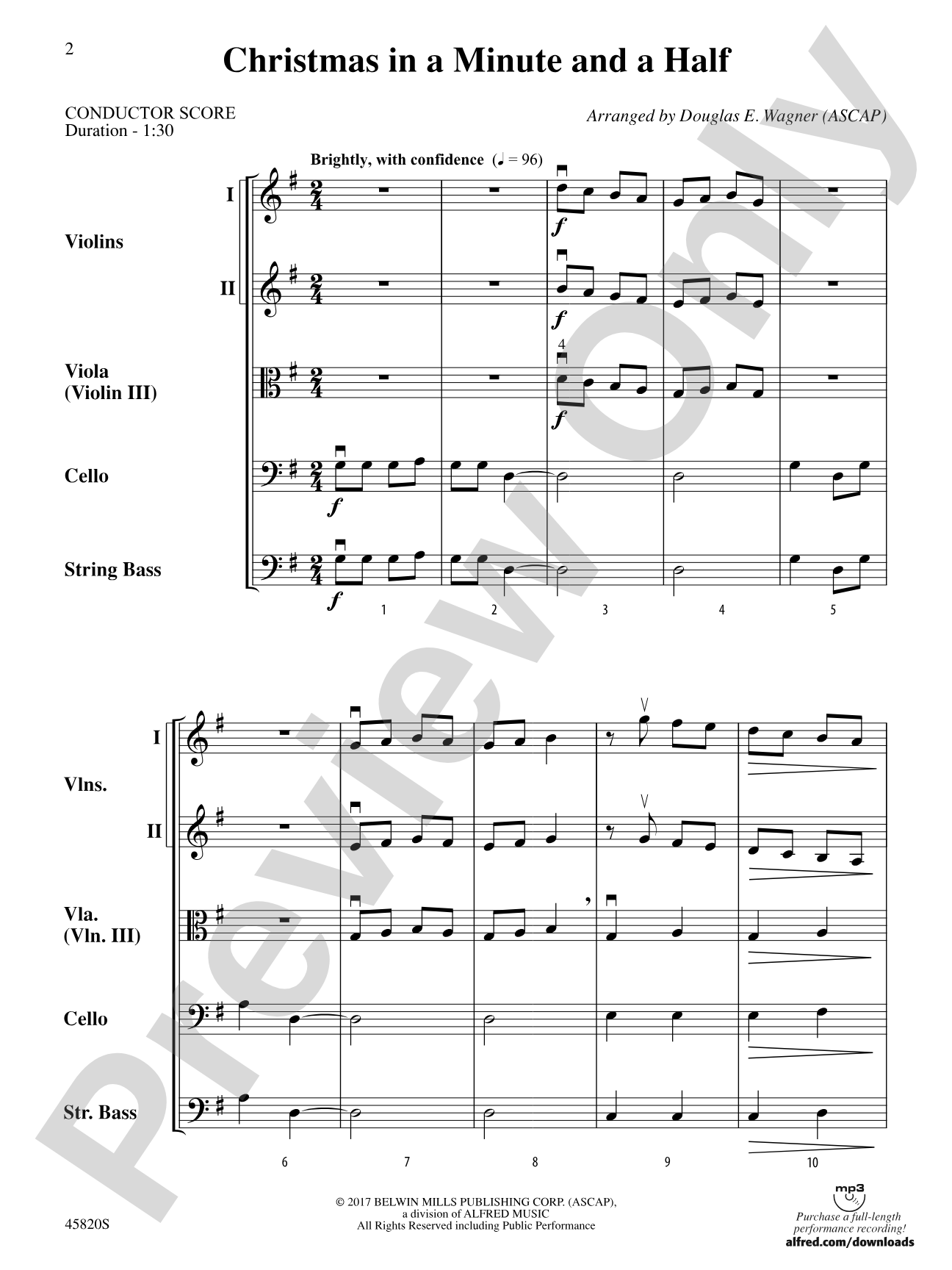 Christmas in a Minute and a Half: String Orchestra Conductor Score & Parts