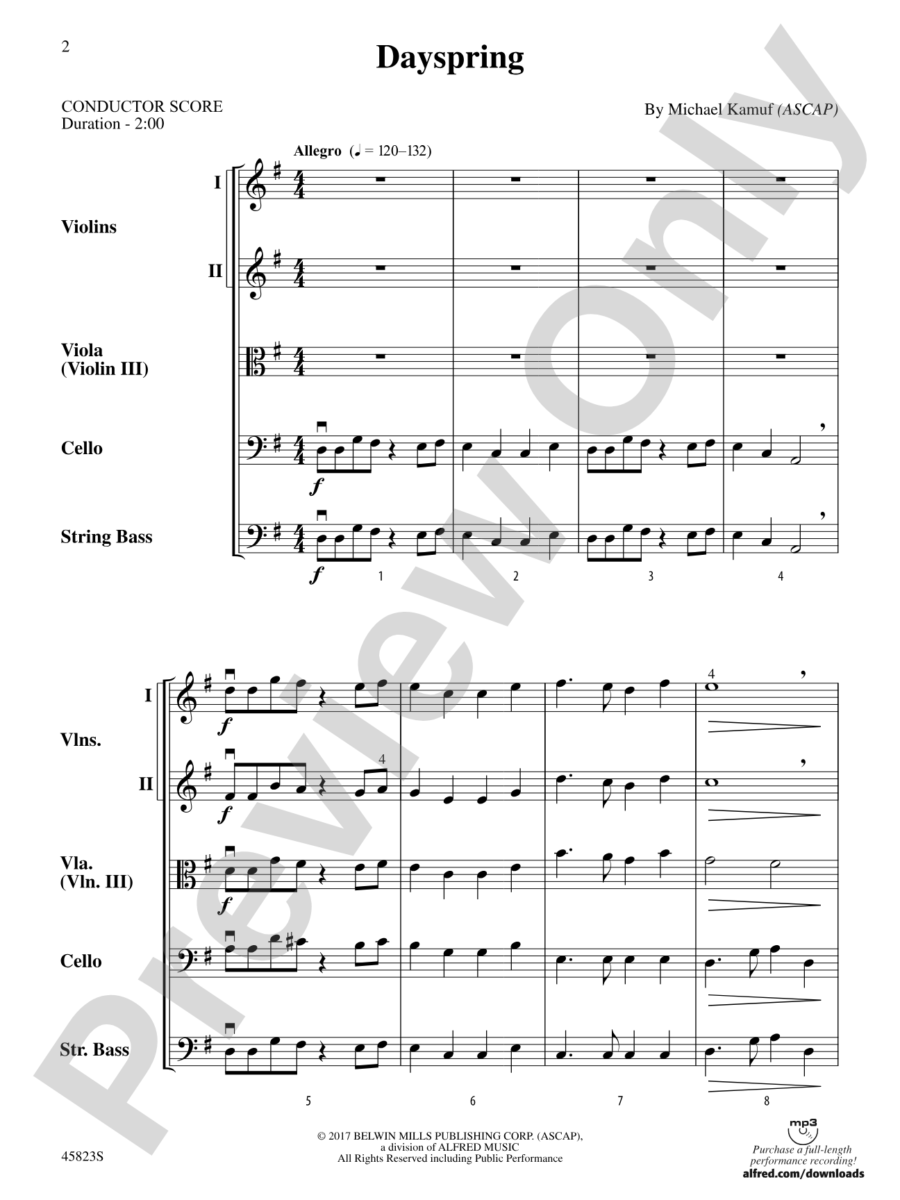 Dayspring: String Orchestra Conductor Score & Parts