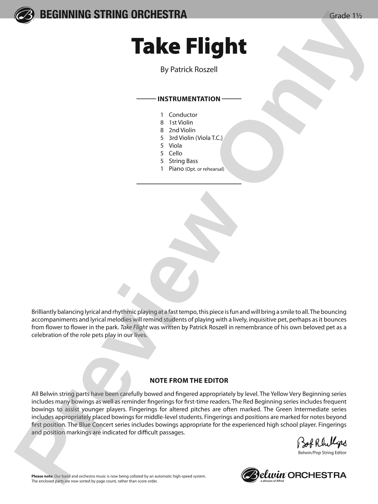 Take Flight: String Orchestra Conductor Score & Parts
