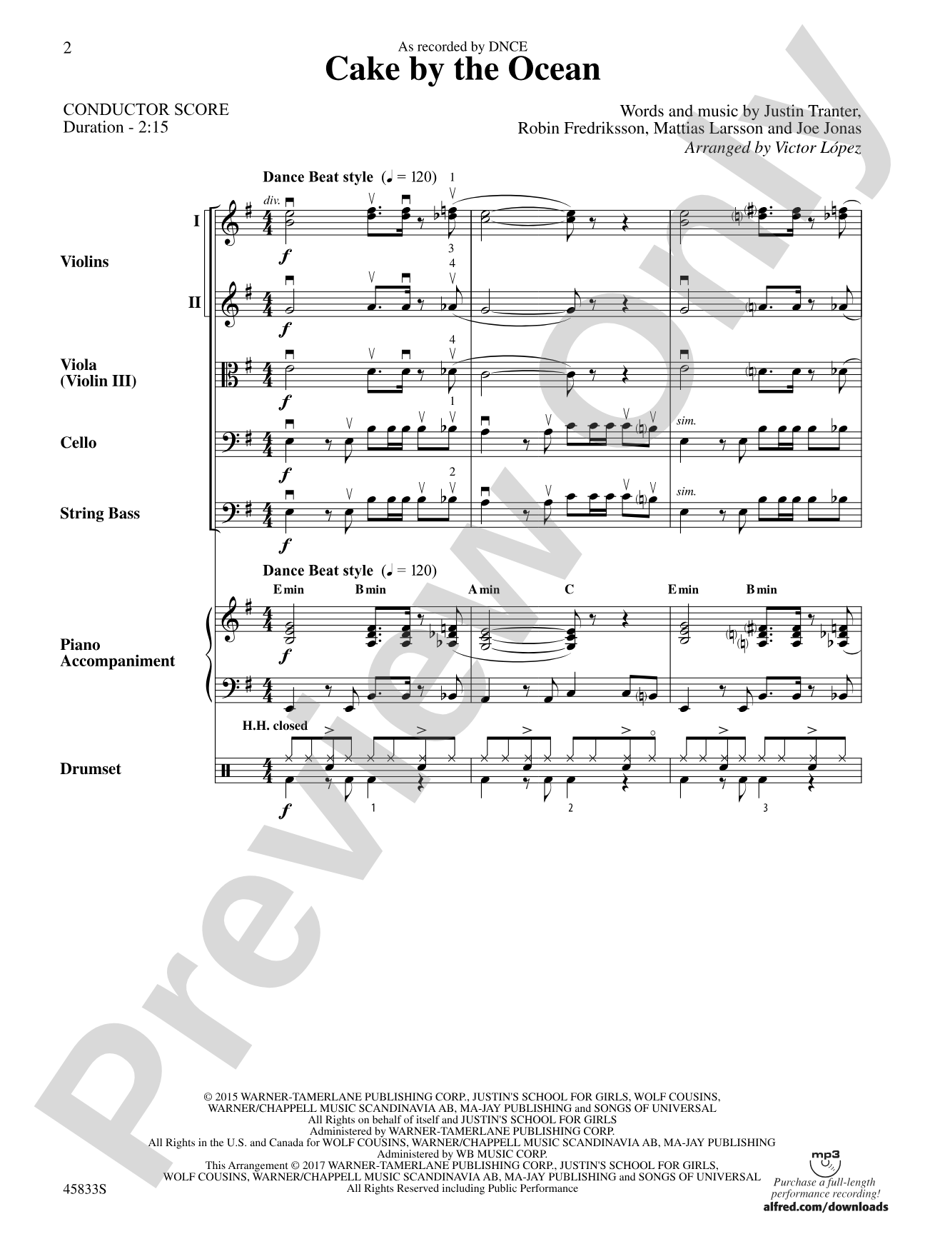 Cake by the Ocean: String Orchestra Conductor Score & Parts