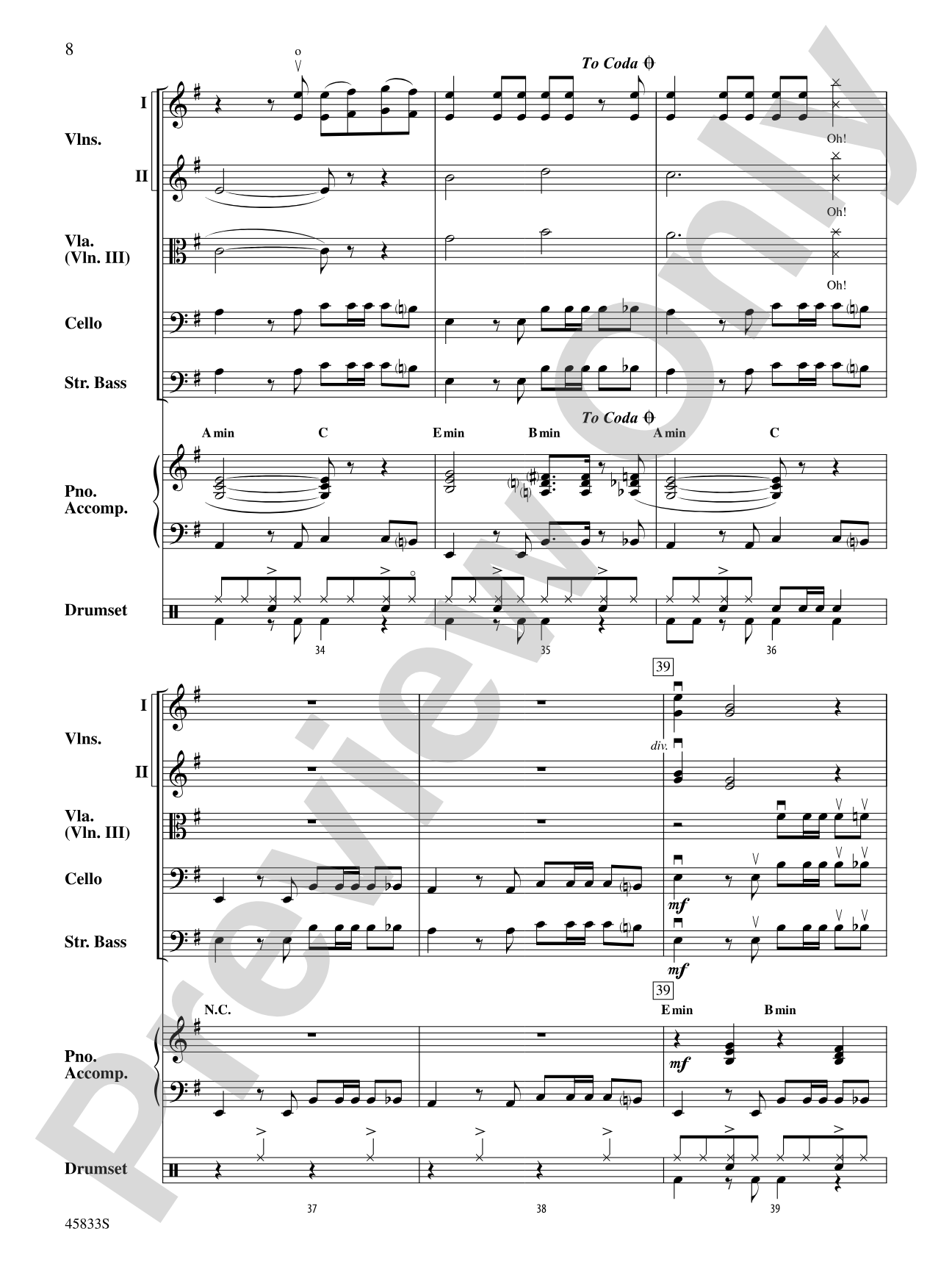 Cake by the Ocean: String Orchestra Conductor Score & Parts