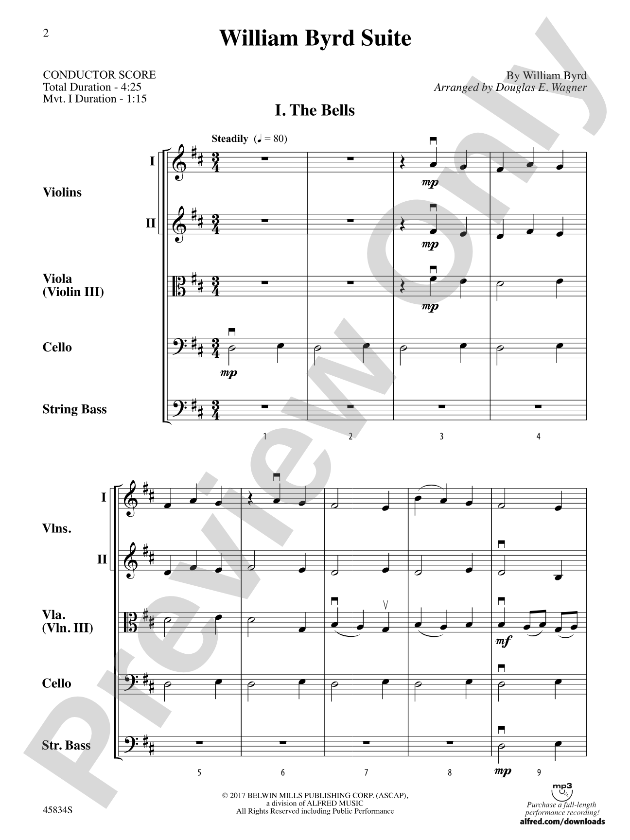 William Byrd Suite: String Orchestra Conductor Score & Parts