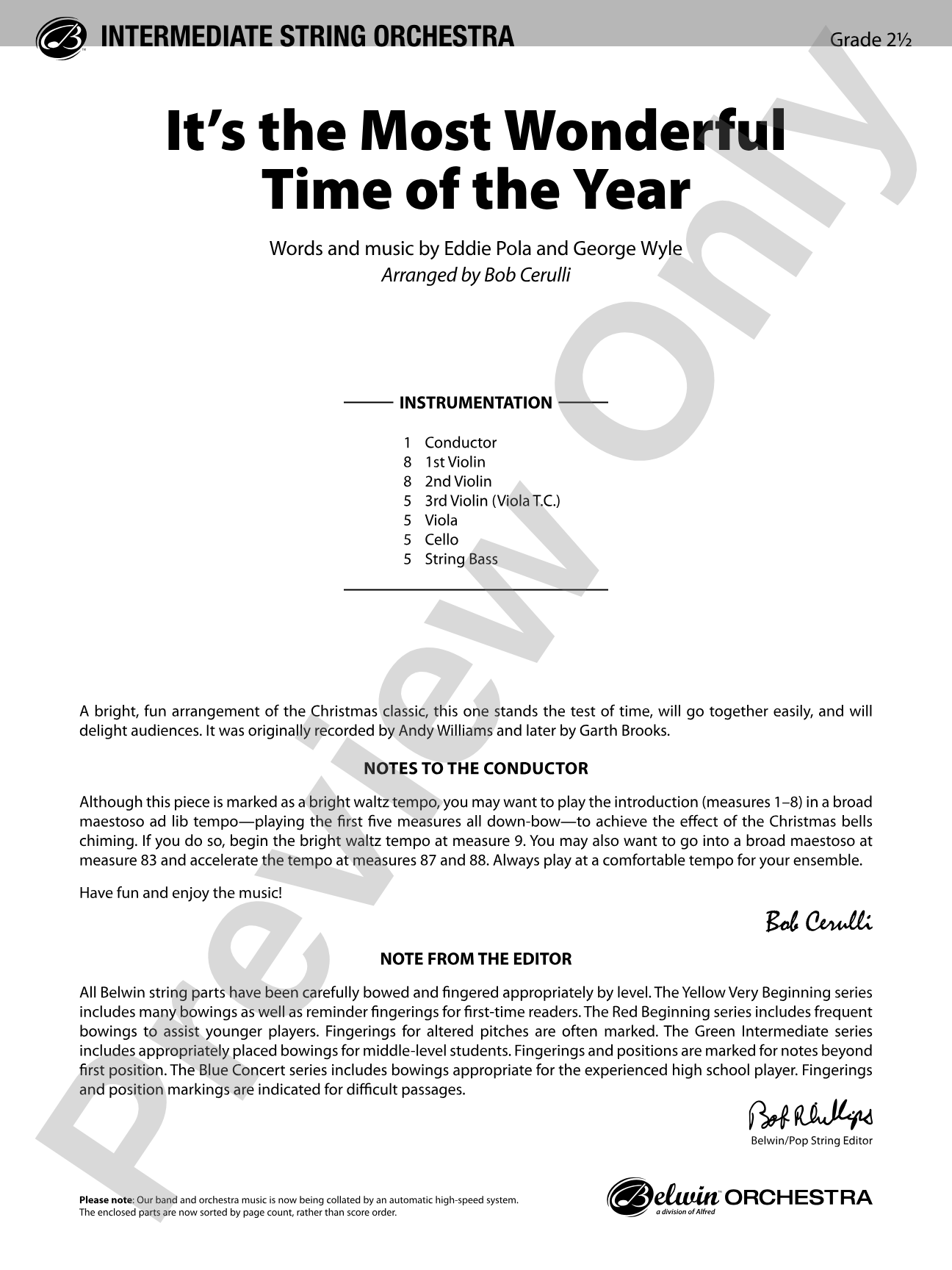 It's the Most Wonderful Time of the Year: String Orchestra Conductor Score & Parts