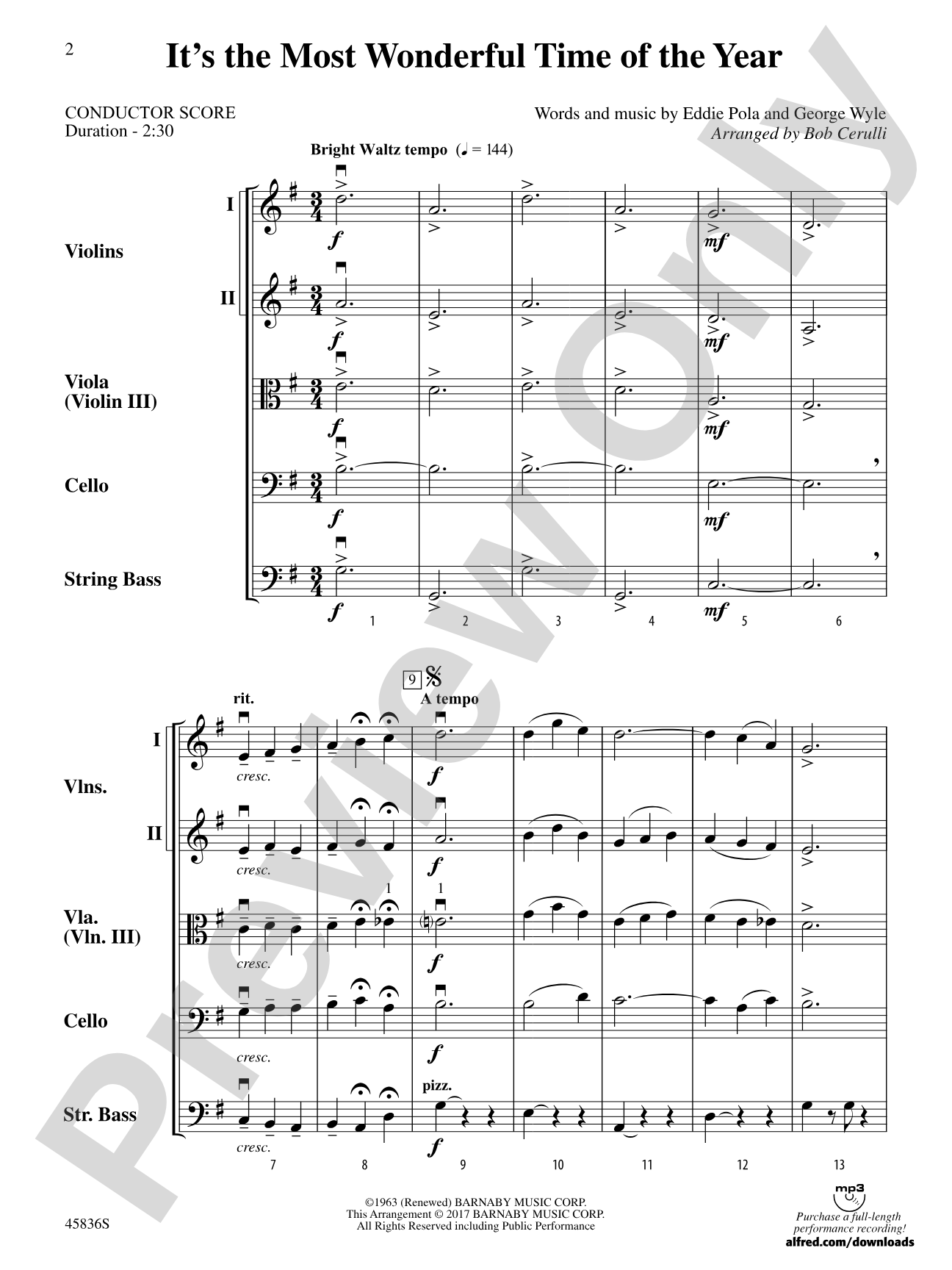 It's the Most Wonderful Time of the Year: String Orchestra Conductor Score & Parts