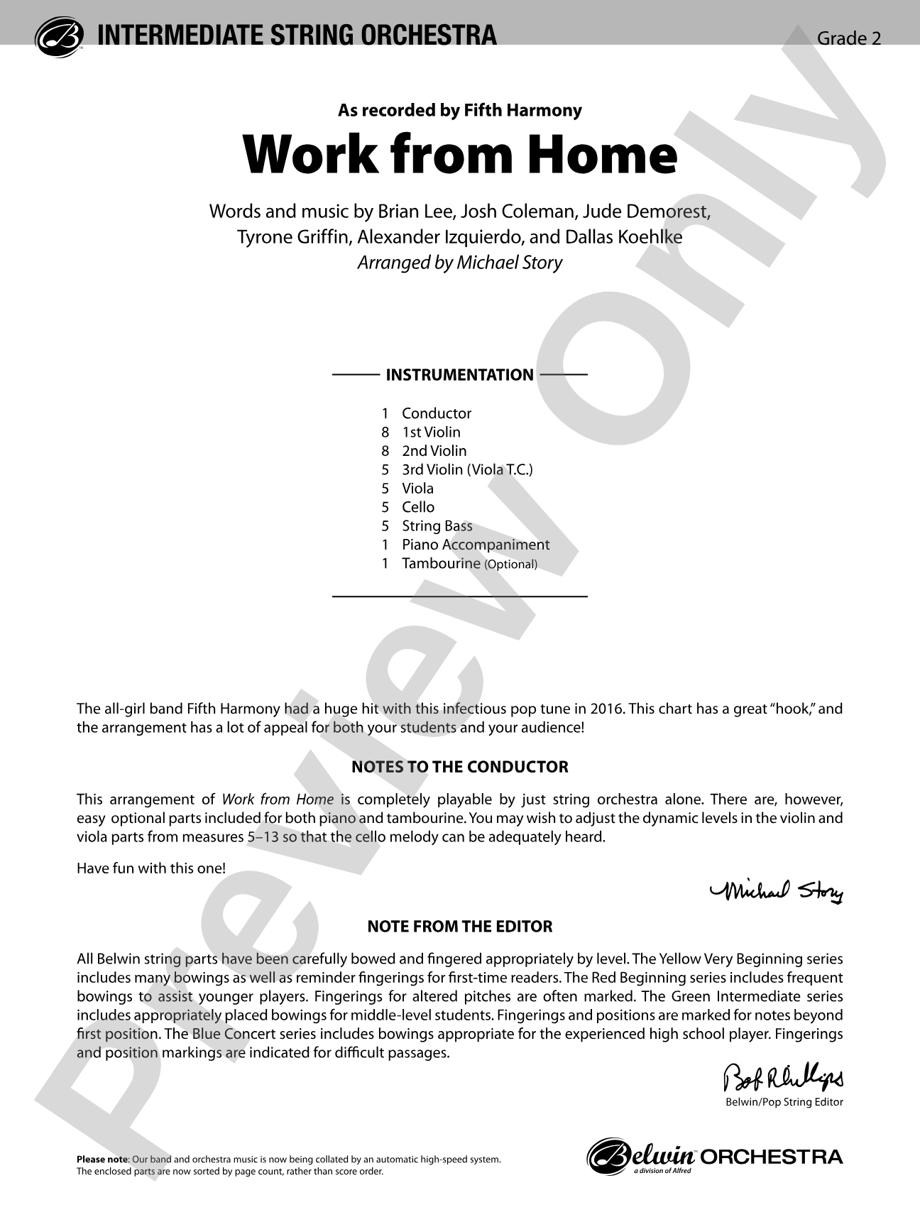 Work from Home: String Orchestra Conductor Score & Parts