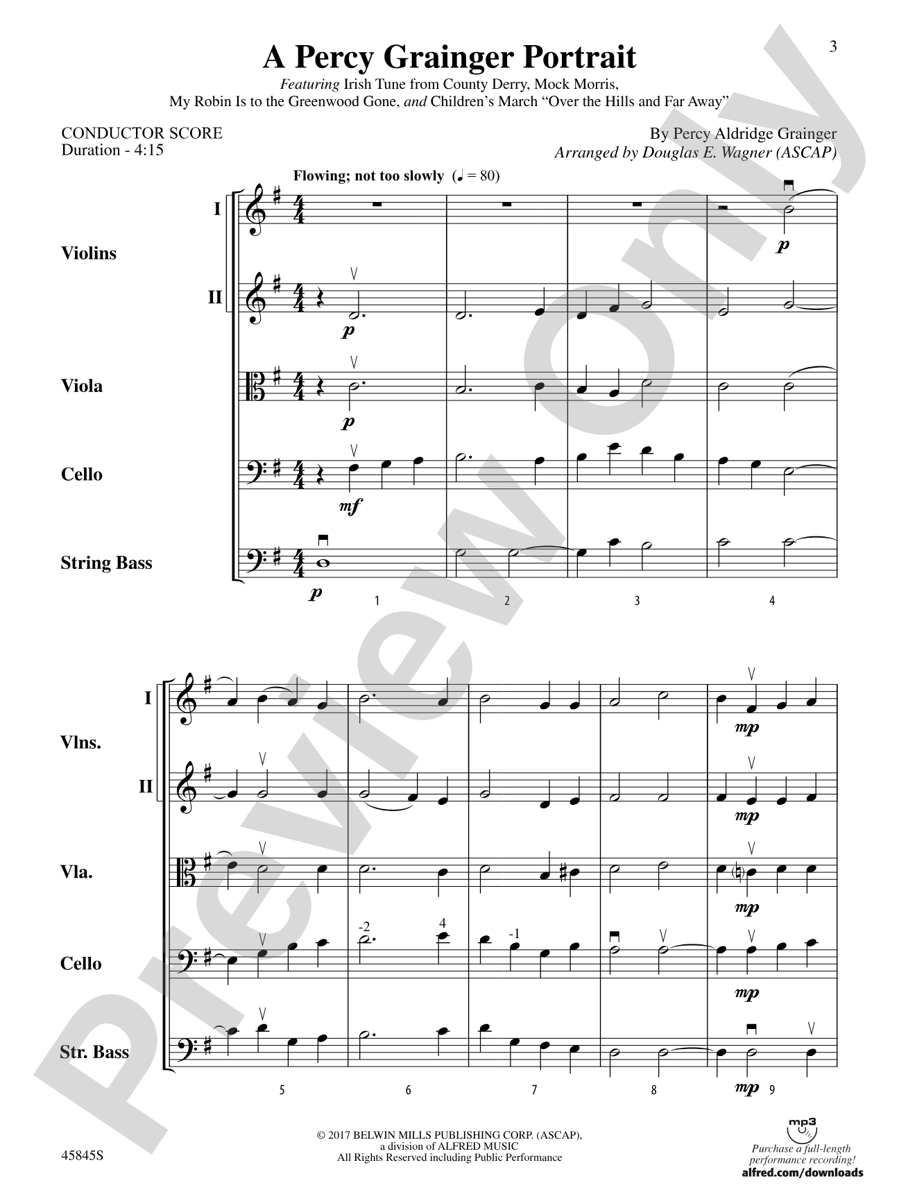 A Percy Grainger Portrait: String Orchestra Conductor Score & Parts
