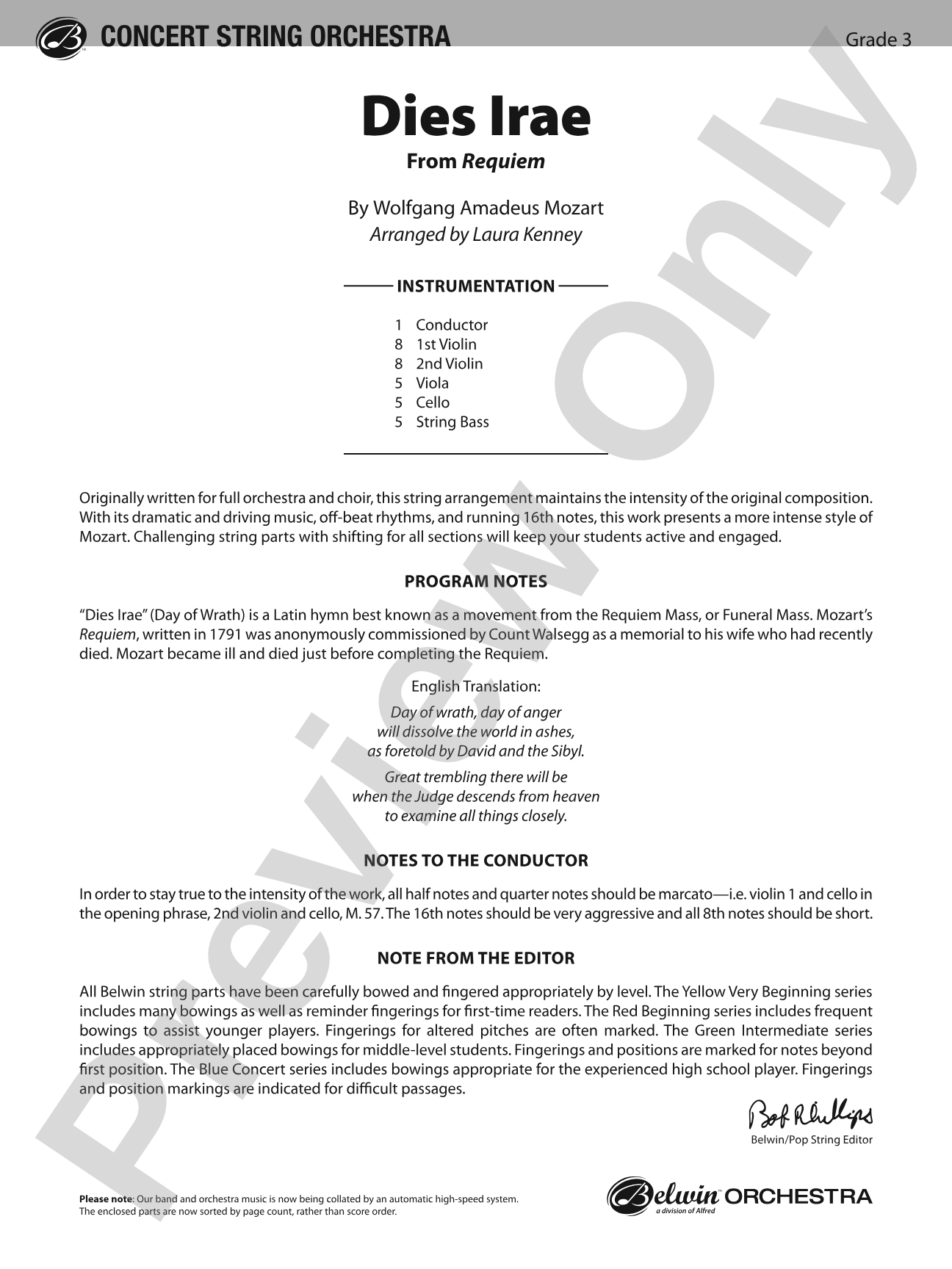 Dies Irae: String Orchestra Conductor Score & Parts