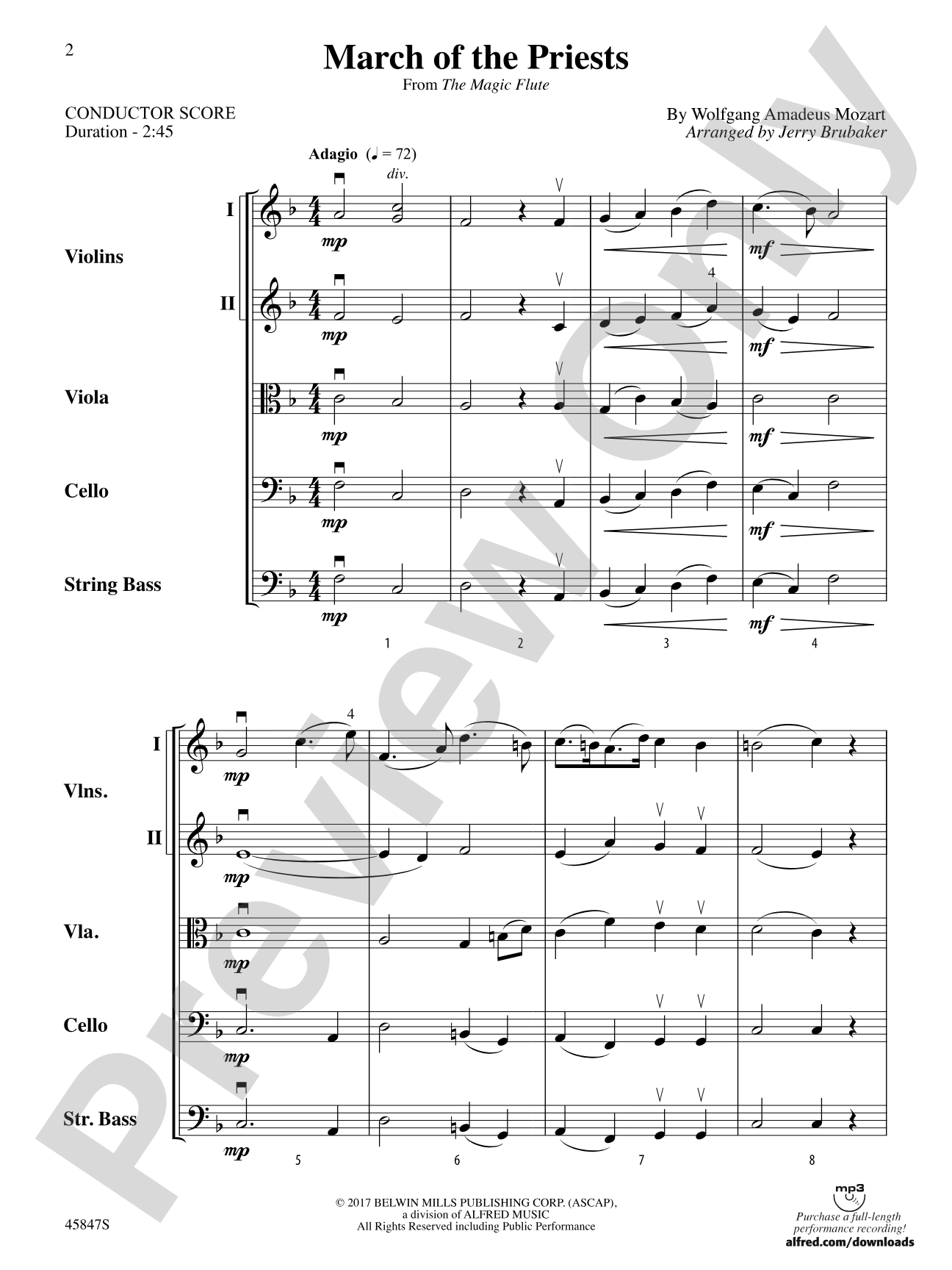 March of the Priests: String Orchestra Conductor Score & Parts