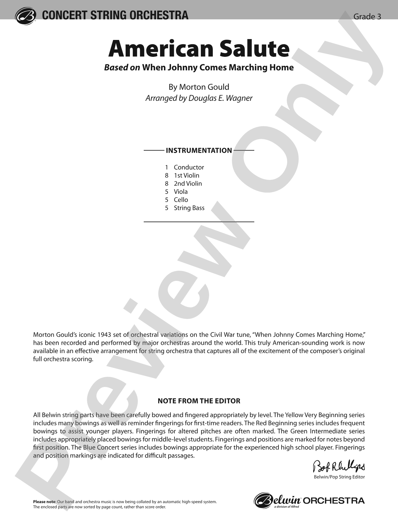 American Salute: String Orchestra Conductor Score & Parts