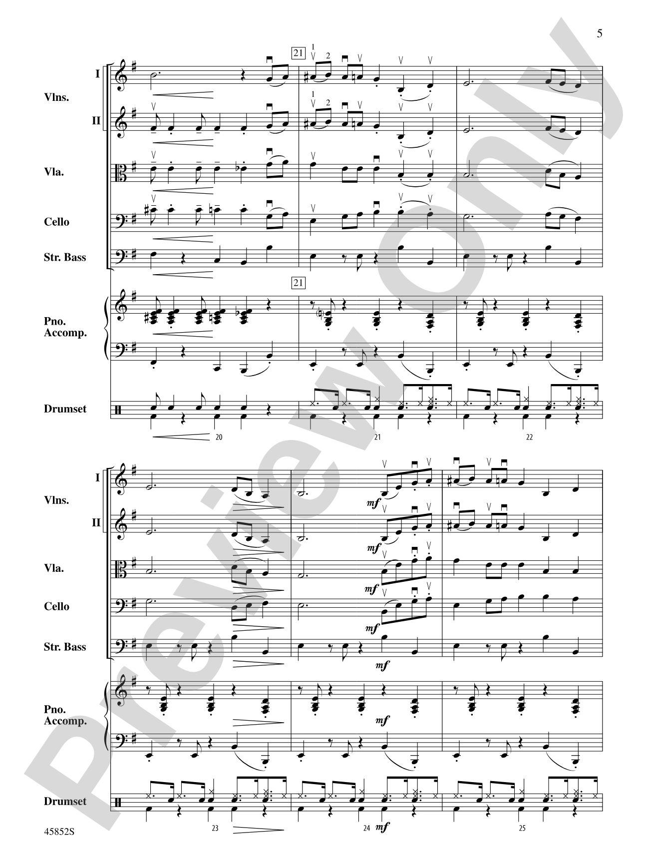 Take Five: String Orchestra Conductor Score & Parts