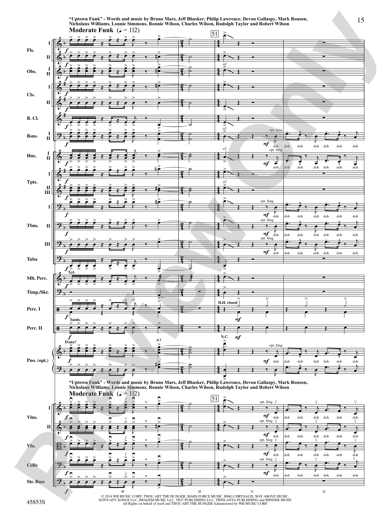 The Best of Bruno Mars: Full Orchestra Conductor Score & Parts
