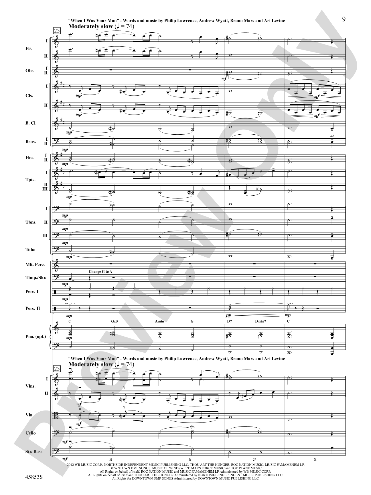 The Best of Bruno Mars: Full Orchestra Conductor Score & Parts