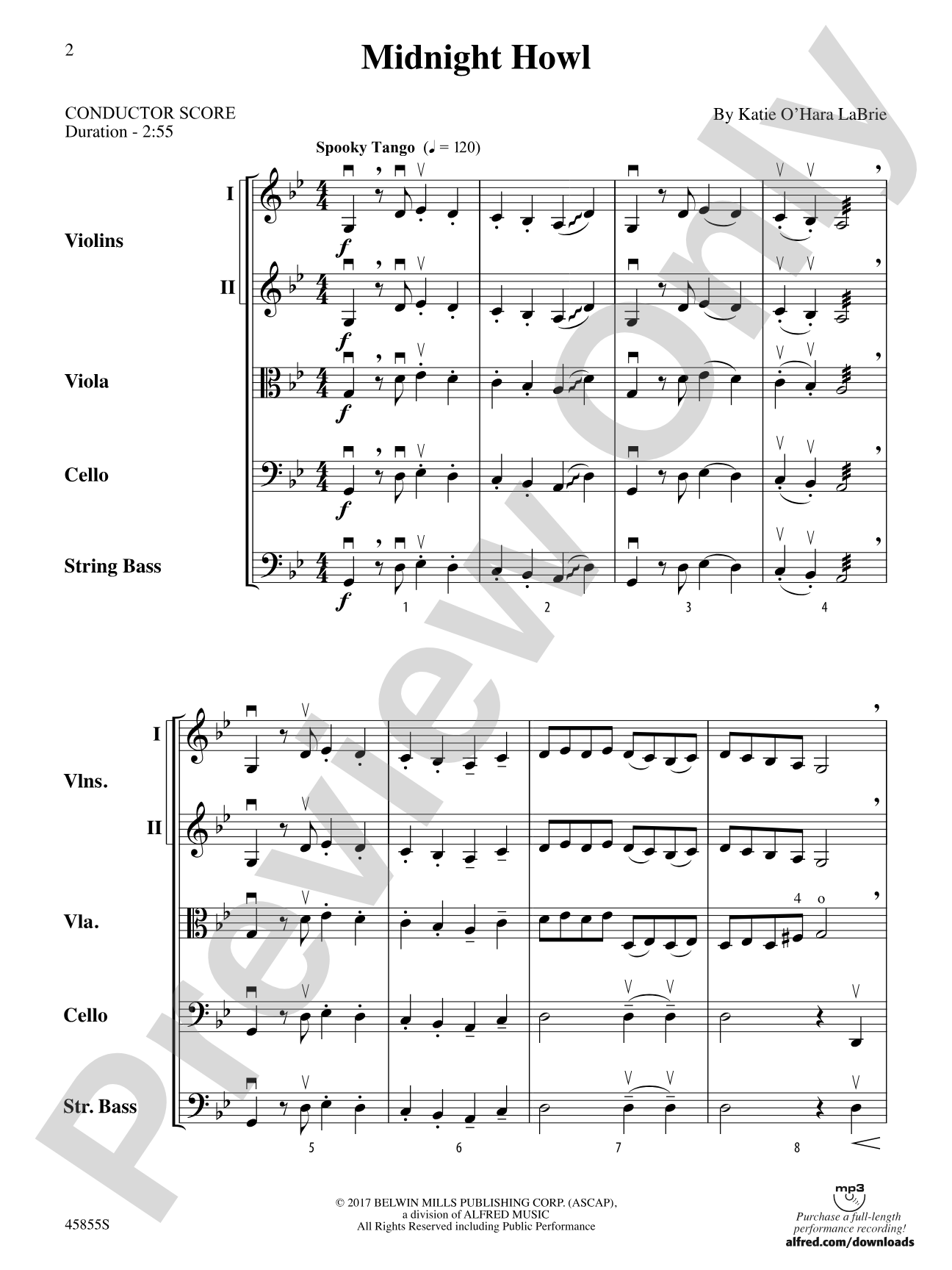 Midnight Howl: String Orchestra Conductor Score & Parts
