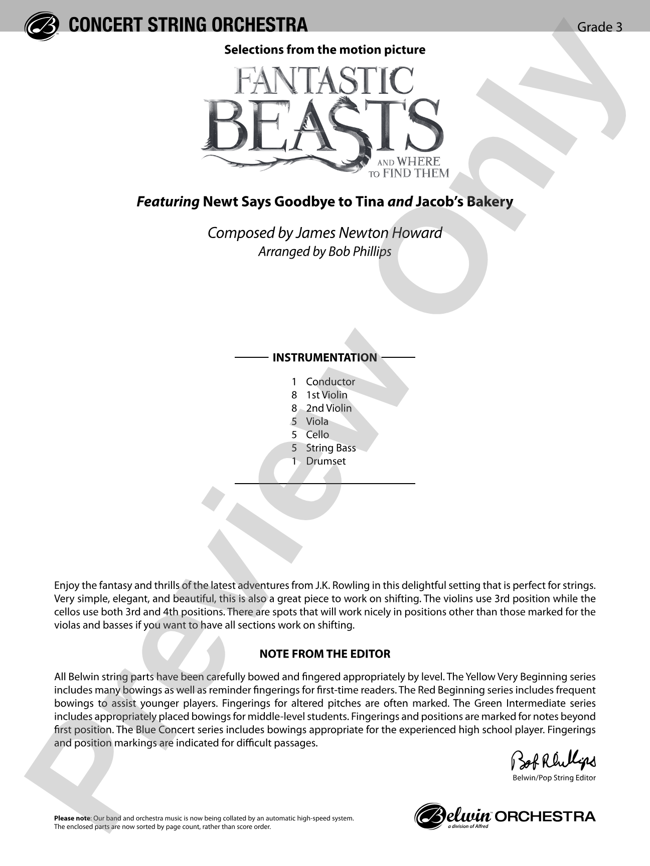 Fantastic Beasts and Where to Find Them: String Orchestra Conductor Score & Parts