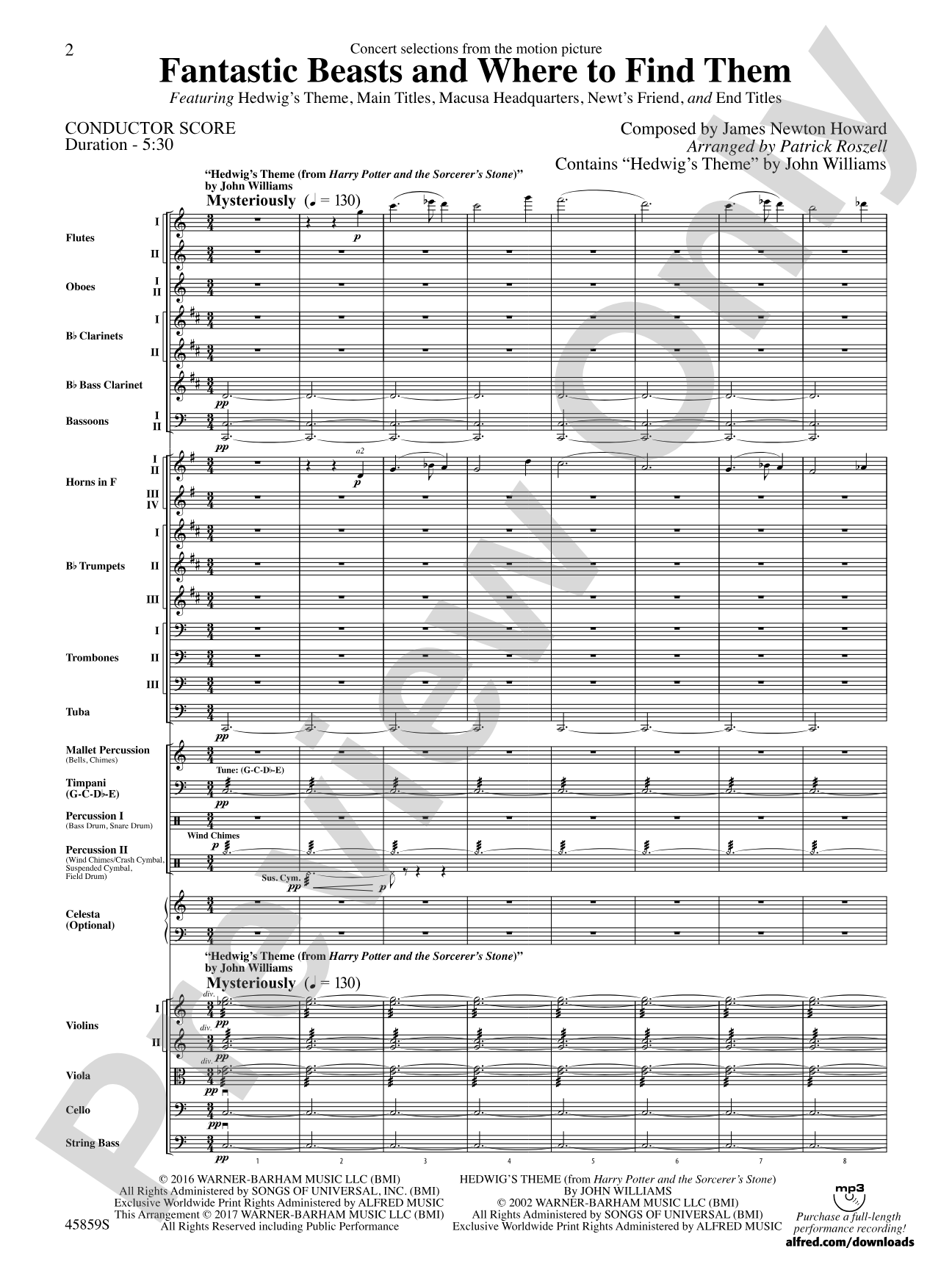 Fantastic Beasts and Where to Find Them: Full Orchestra Conductor Score & Parts