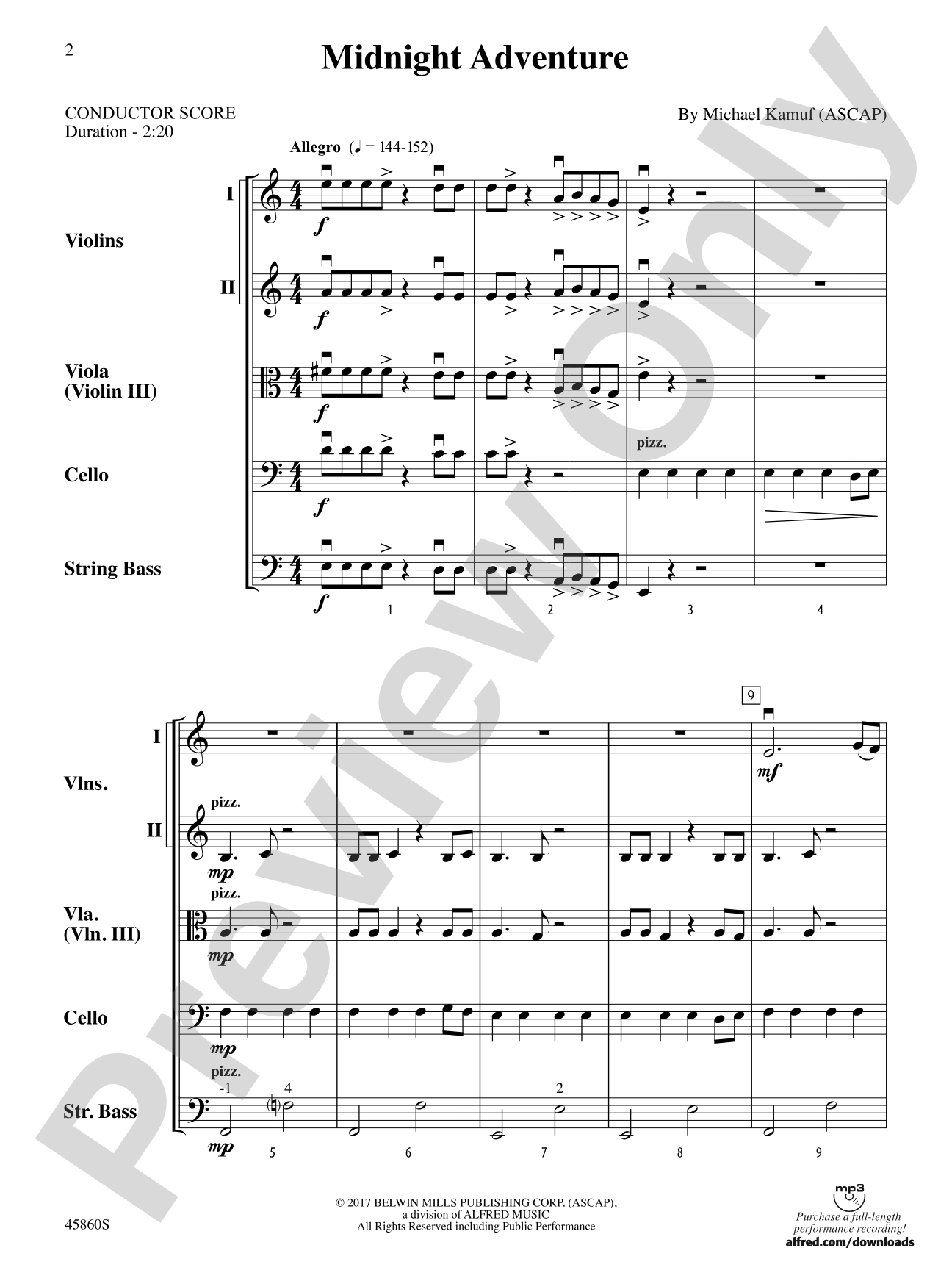 Midnight Adventure: String Orchestra Conductor Score & Parts