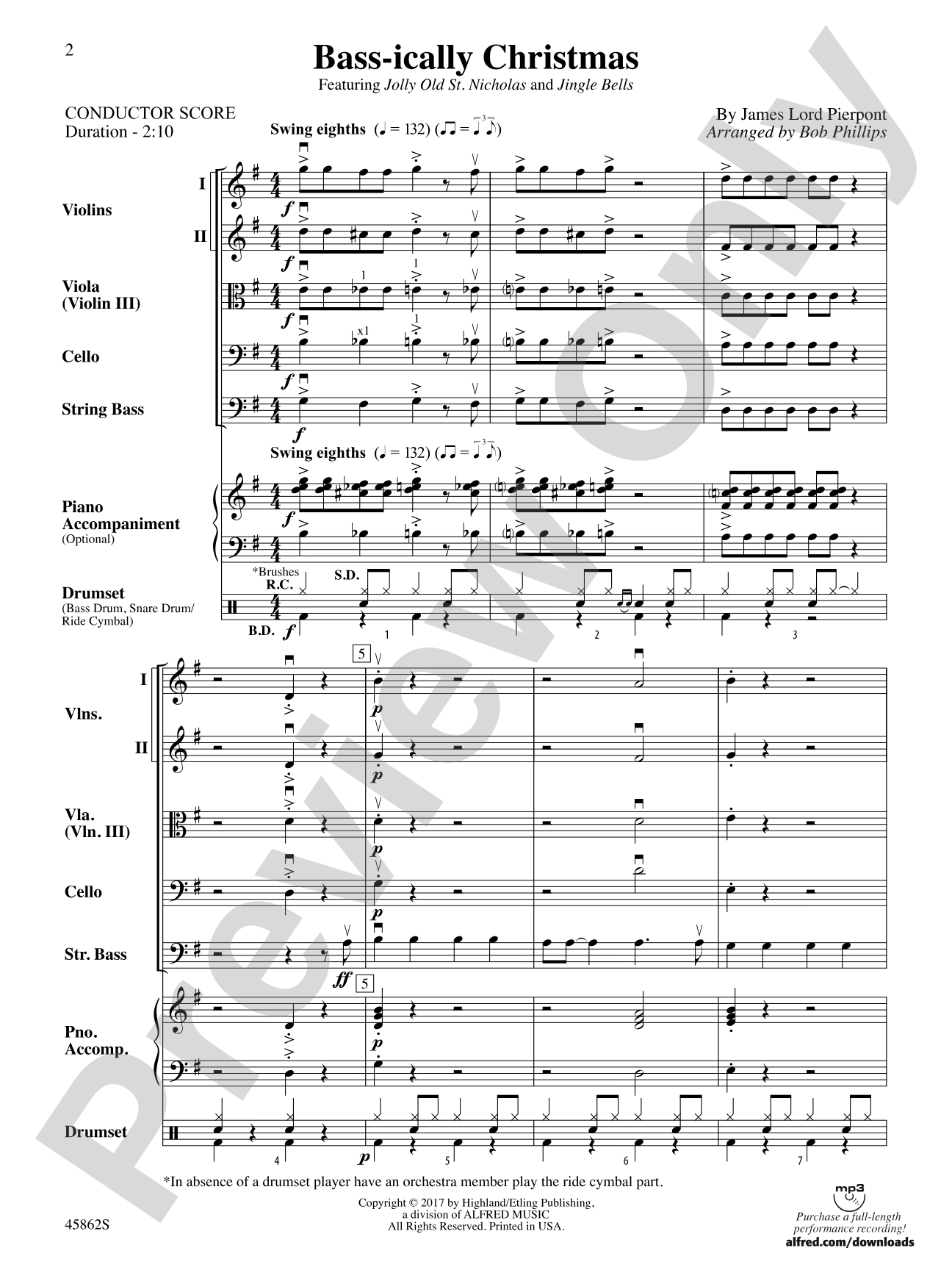 Bass-ically Christmas: String Orchestra Conductor Score & Parts