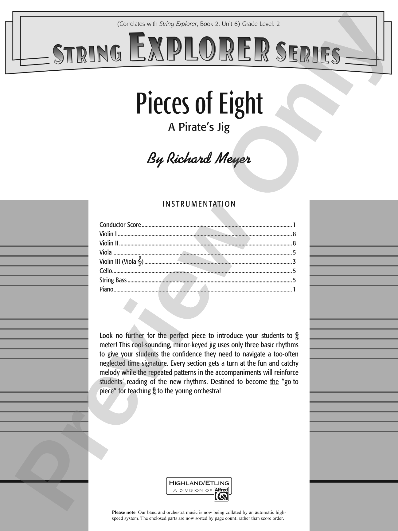 Pieces of Eight: String Orchestra Conductor Score & Parts