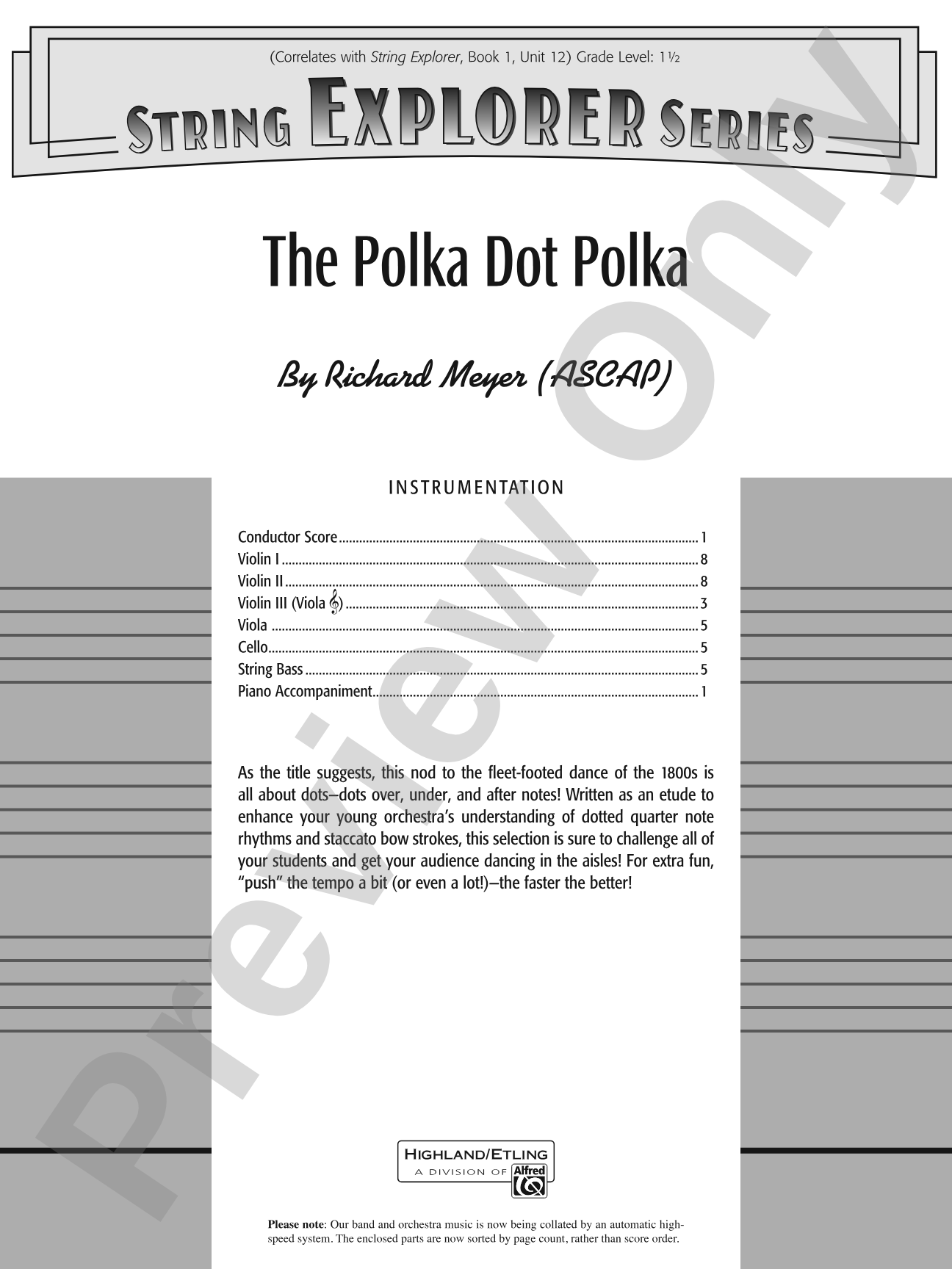 The Polka Dot Polka: String Orchestra Conductor Score & Parts