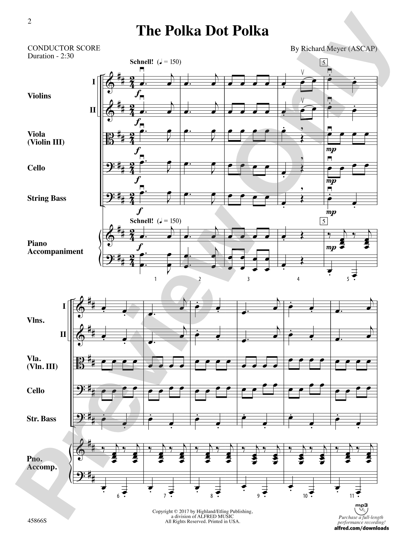 The Polka Dot Polka: String Orchestra Conductor Score & Parts